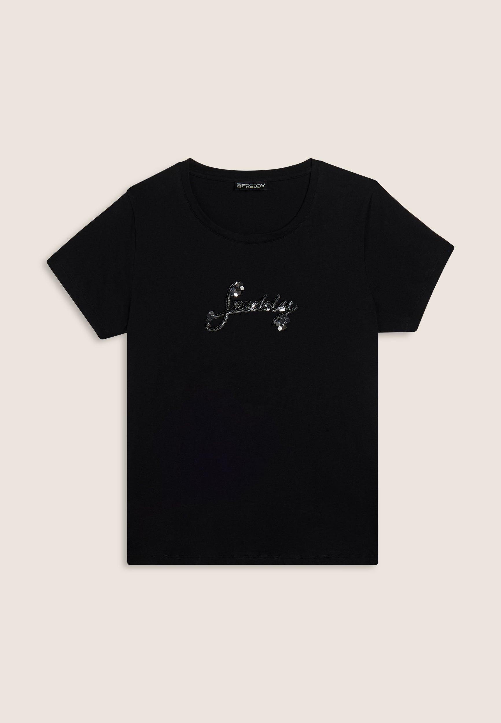 freddy-t-shirt-coton-supima-logo-paillettes-bicolore image 5