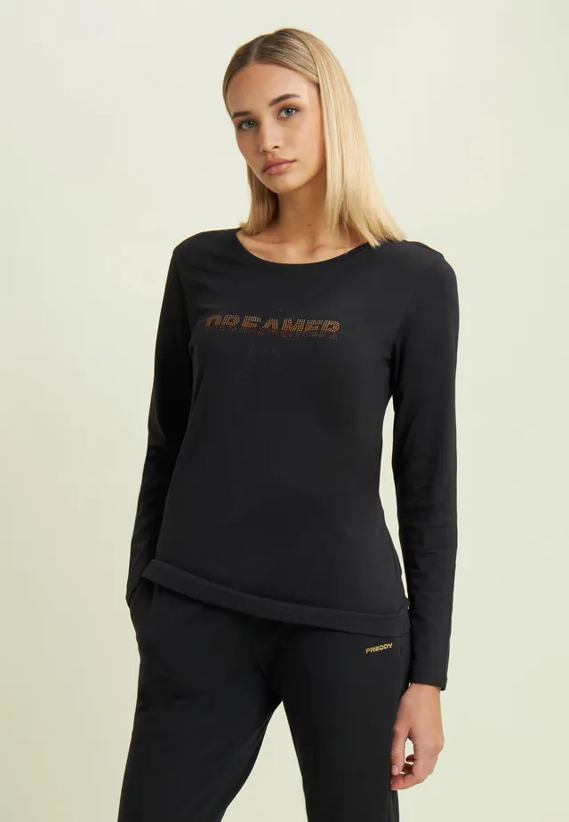 freddy-t-shirt-manches-longues-dreamer-strass-coton-supima image 1