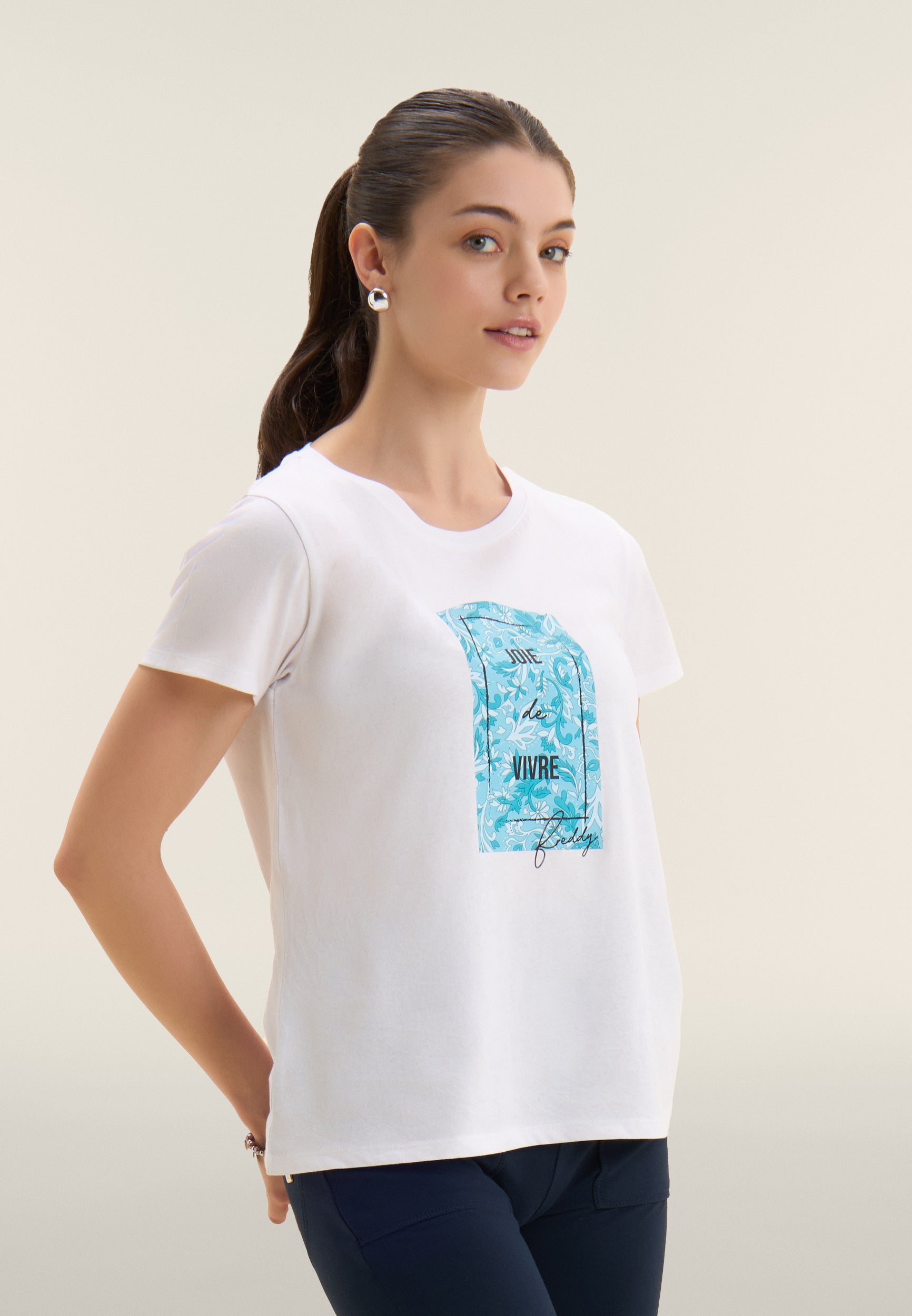 freddy-t-shirt-imprim-floral-coton-supima-manches-courtes image 1