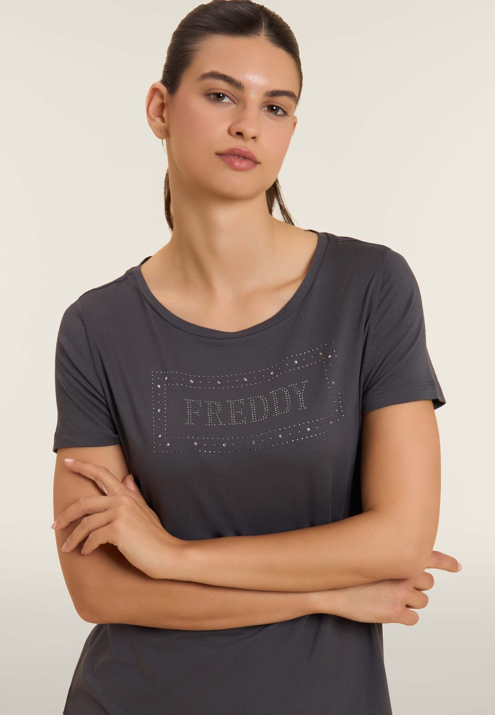 freddy-t-shirt-femme-logo-strass-et-glitter image 4