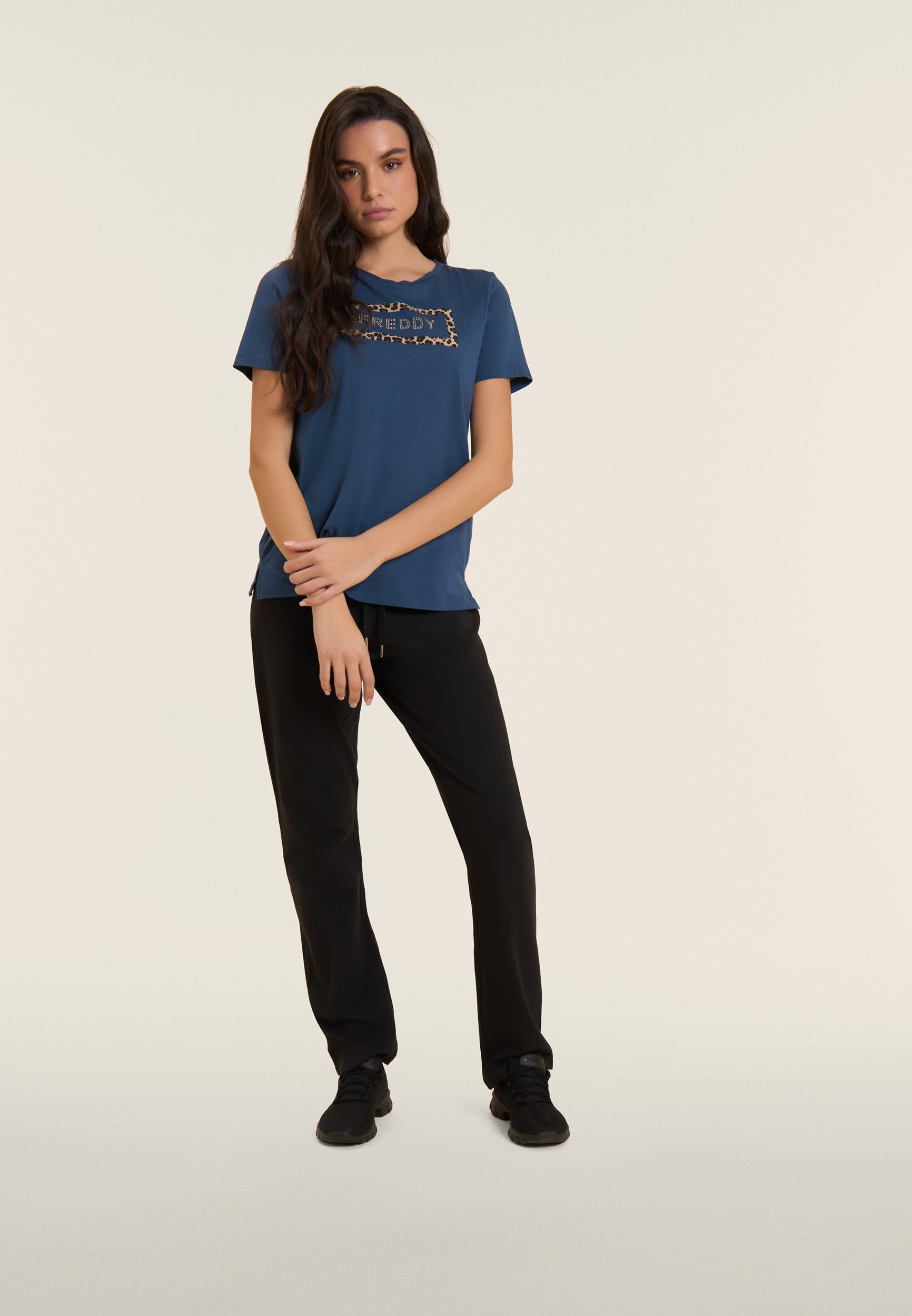 freddy-pantalon-sport-regular-fit-jambe-droite-jersey-coton-logo-perles image 5