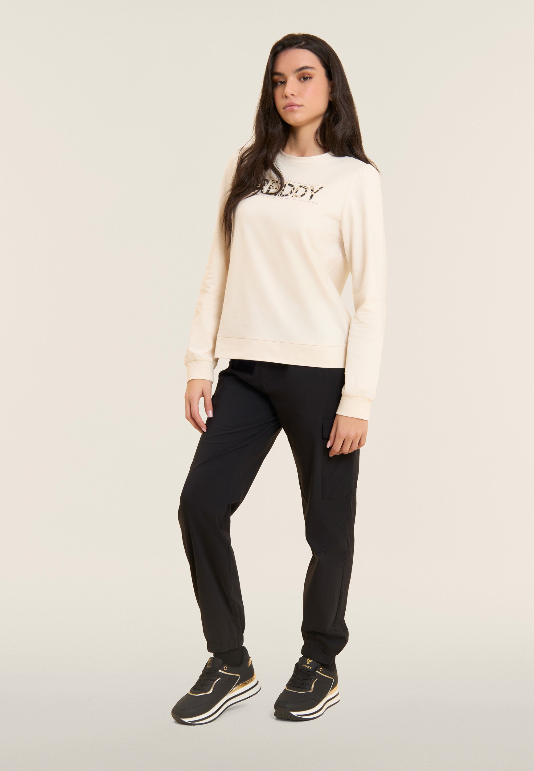 freddy-pantaloni-cargo-cargo-femme-popeline-stretch-dor image 2