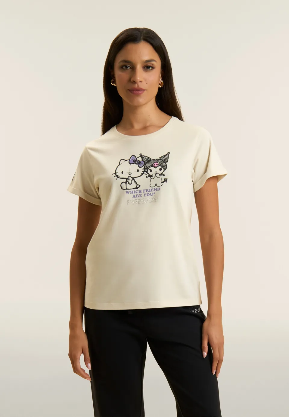 freddy-t-shirt-hello-kitty-kuromi-imprim-femme-coton image 1