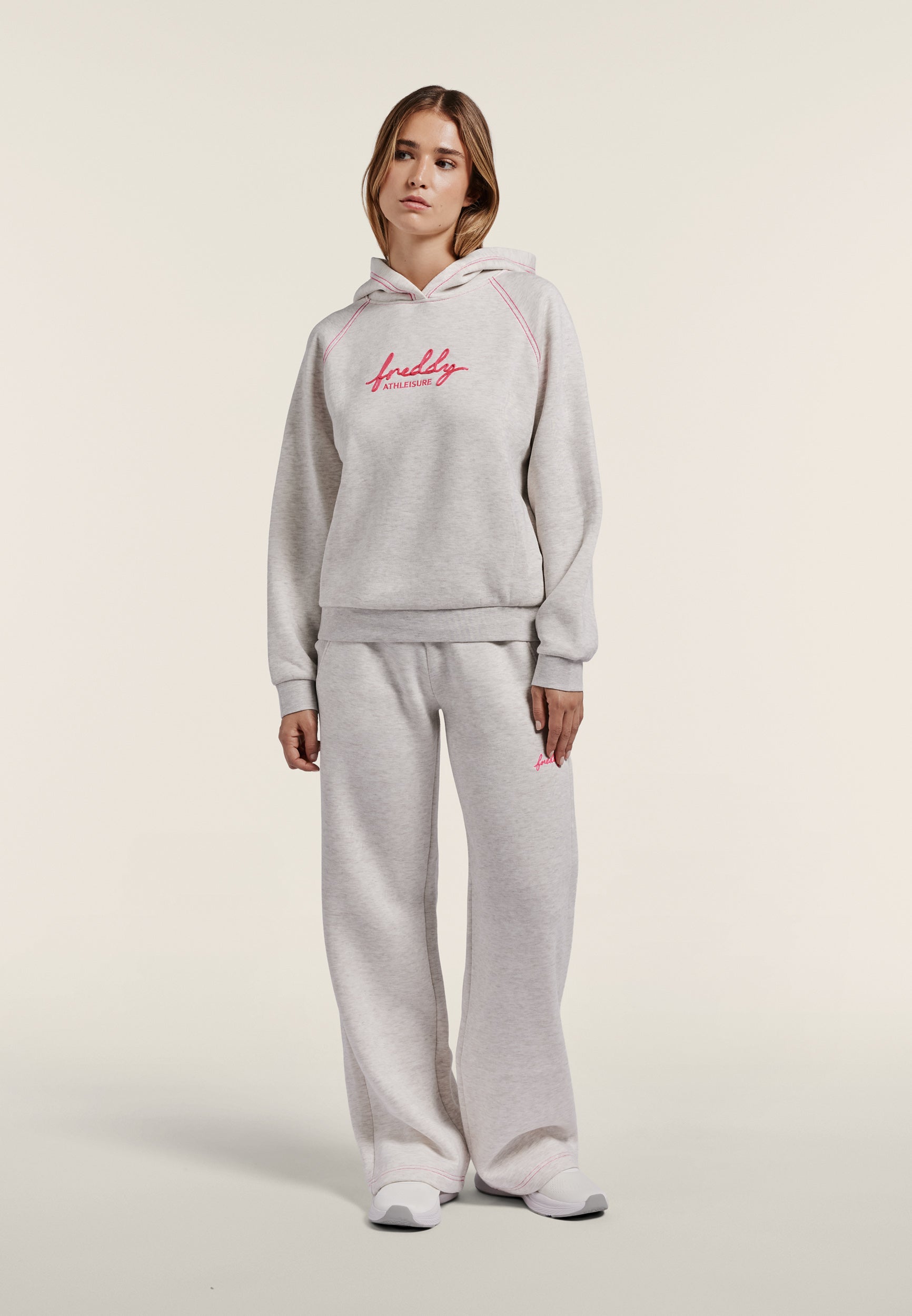 freddy-sweat-capuche-femme-comfort-m-lange-broderie-fluo image 2