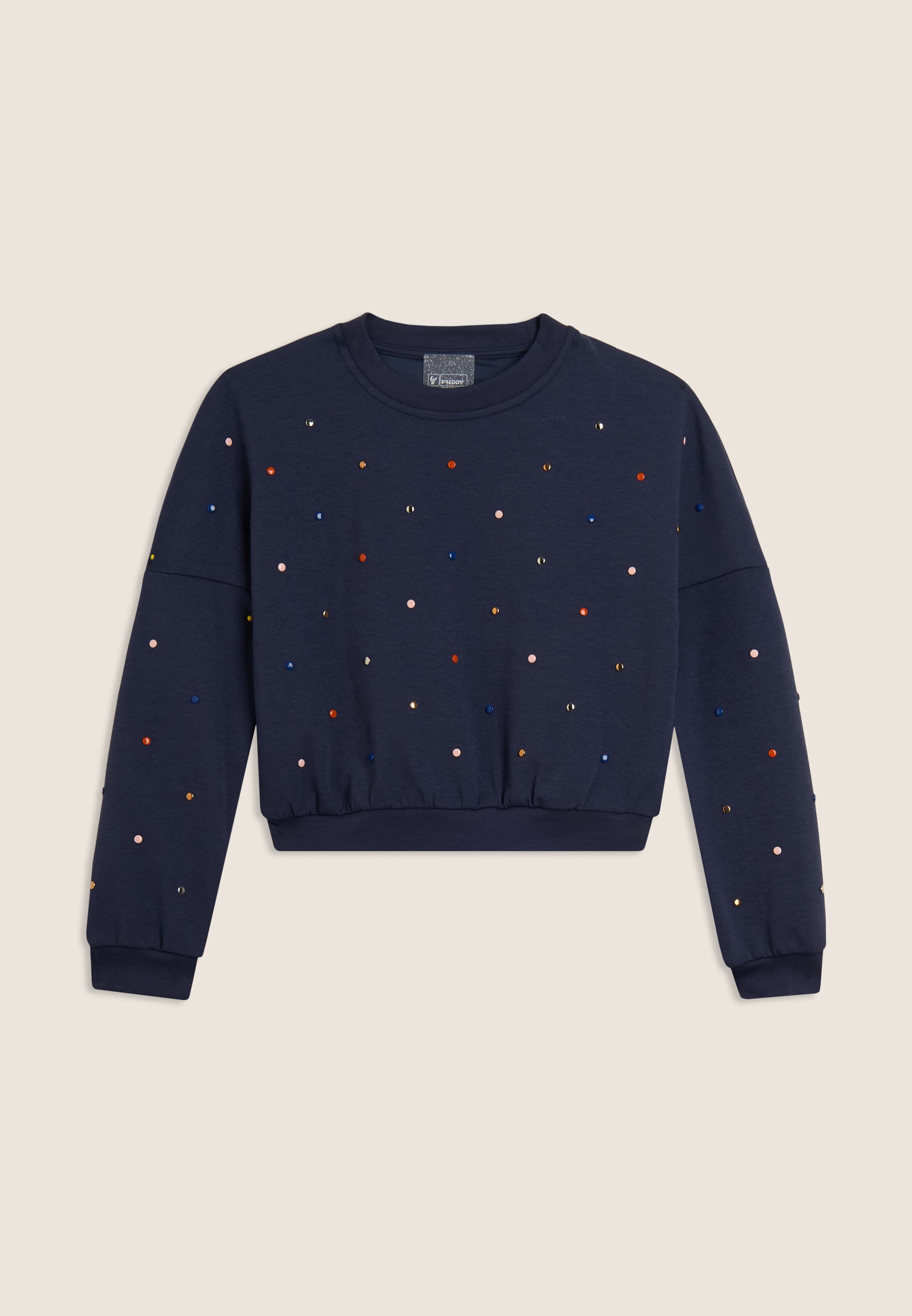 freddy-sweat-junior-cropped-col-rond-strass-multicolore image 1
