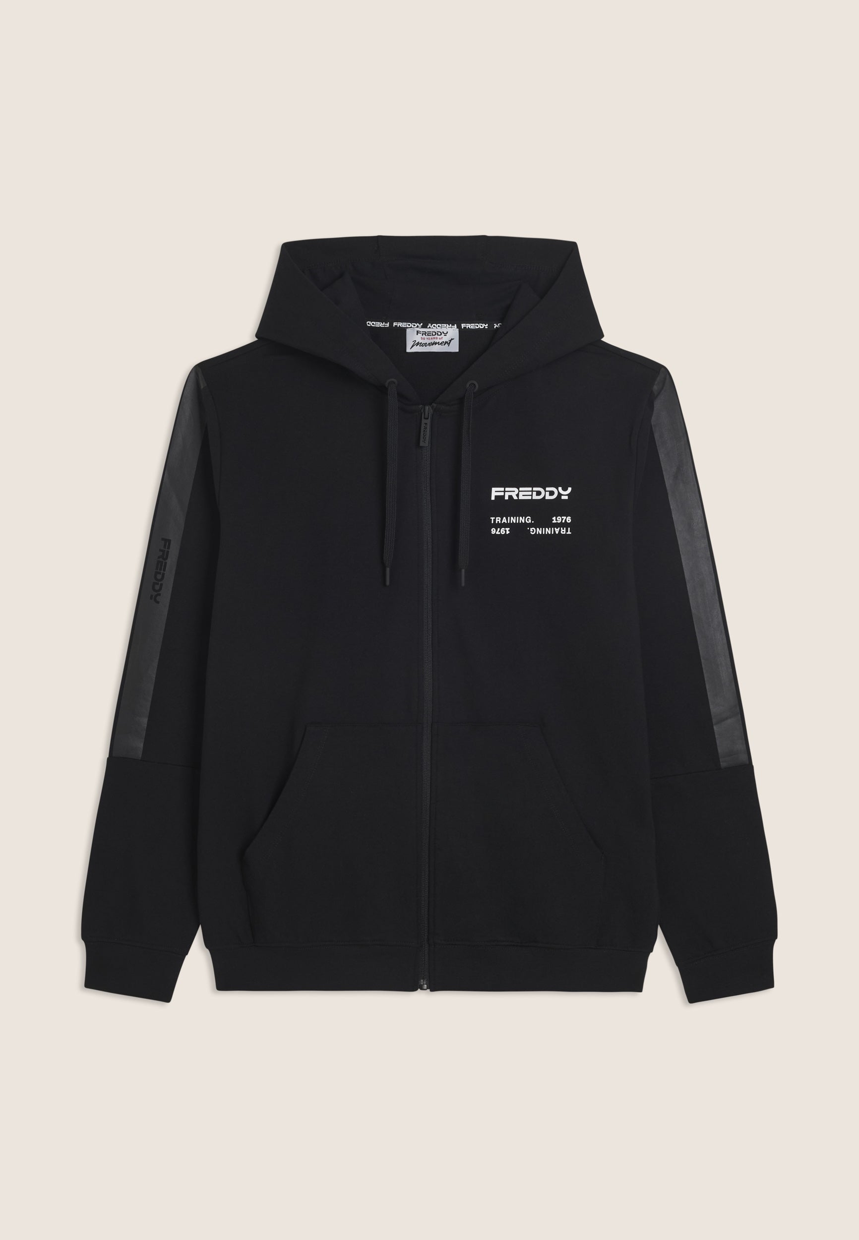 freddy-felpa-sweat-capuche-full-zip-homme-bandes-ton-sur-ton image 5