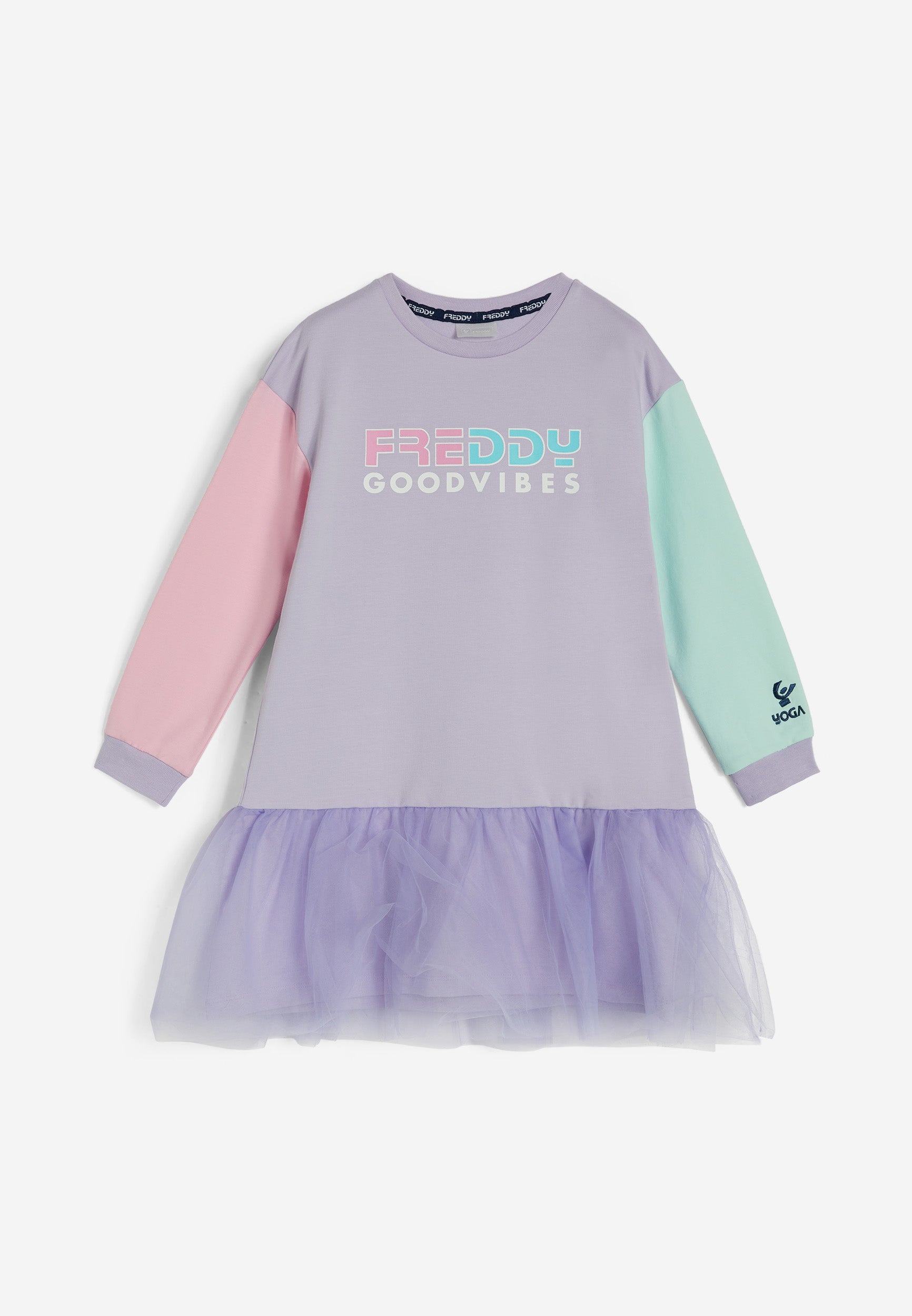 freddy-robe-fille-manches-longues-coton-tulle-pastel image 1