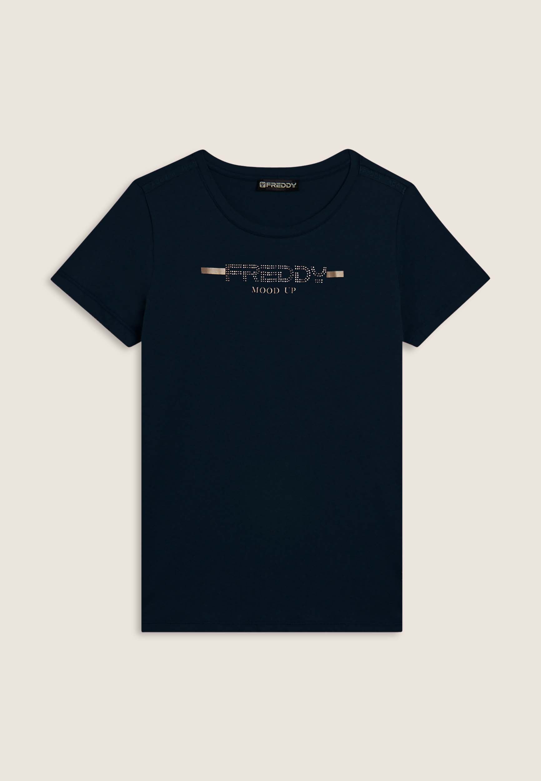 freddy-t-shirt-femme-strass-bande-logot-e-jersey-coton-supima image 8