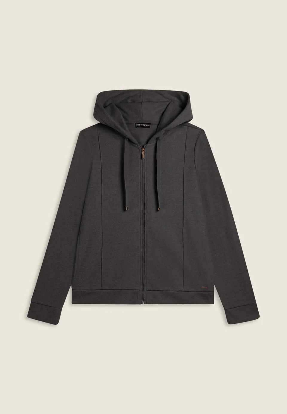 freddy-sweat-femme-capuche-zip-effet-tricot image 1