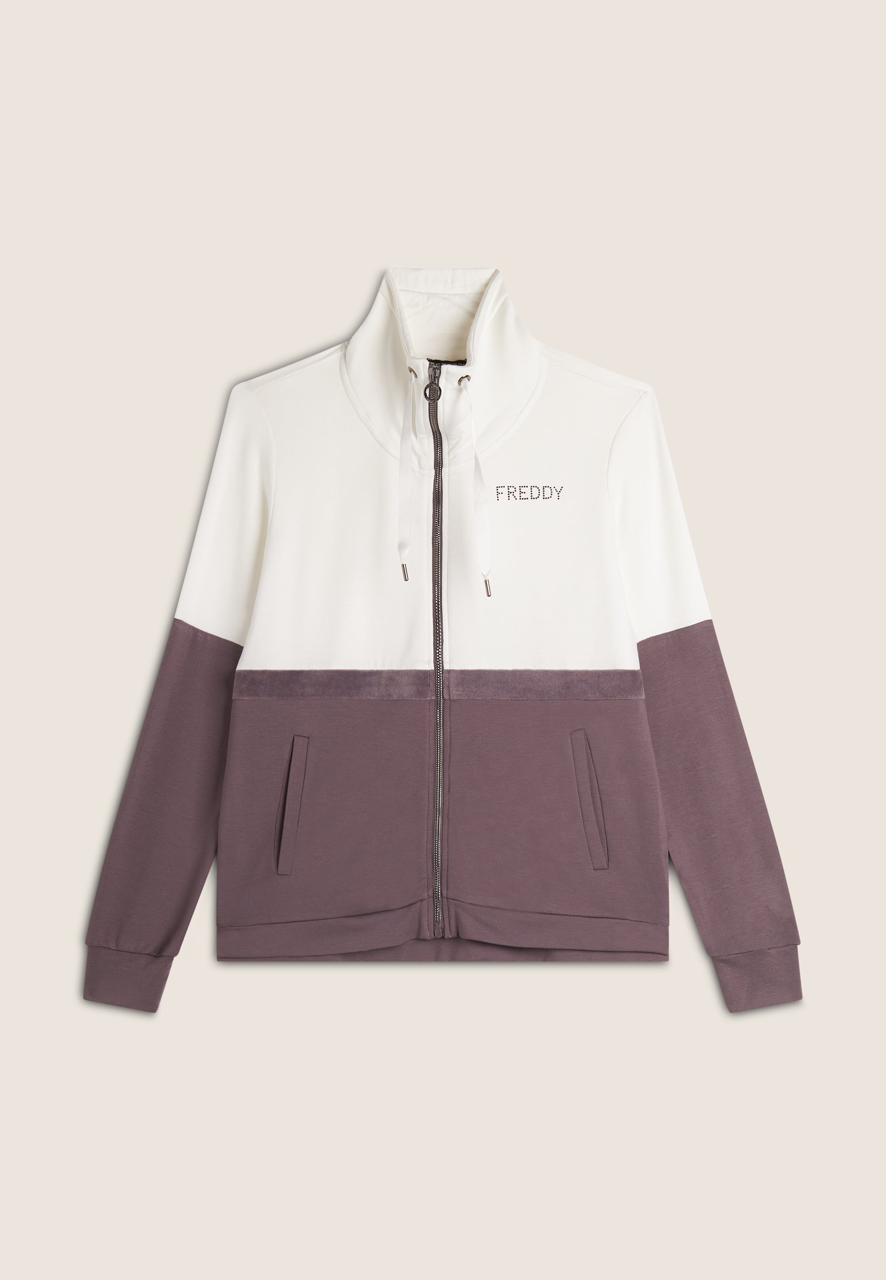 freddy-felpa-zip-femme-col-montant-bande-velours image 5