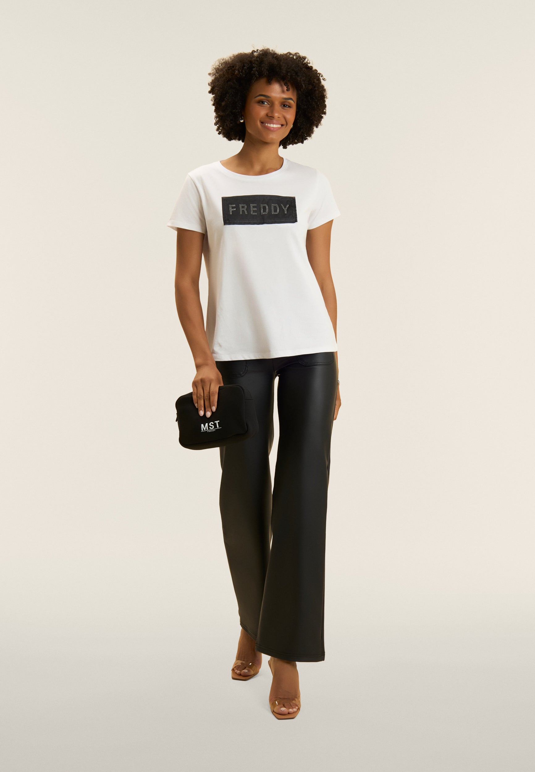 freddy-t-shirt-strass-mesh-logo-femme-coton-supima image 2