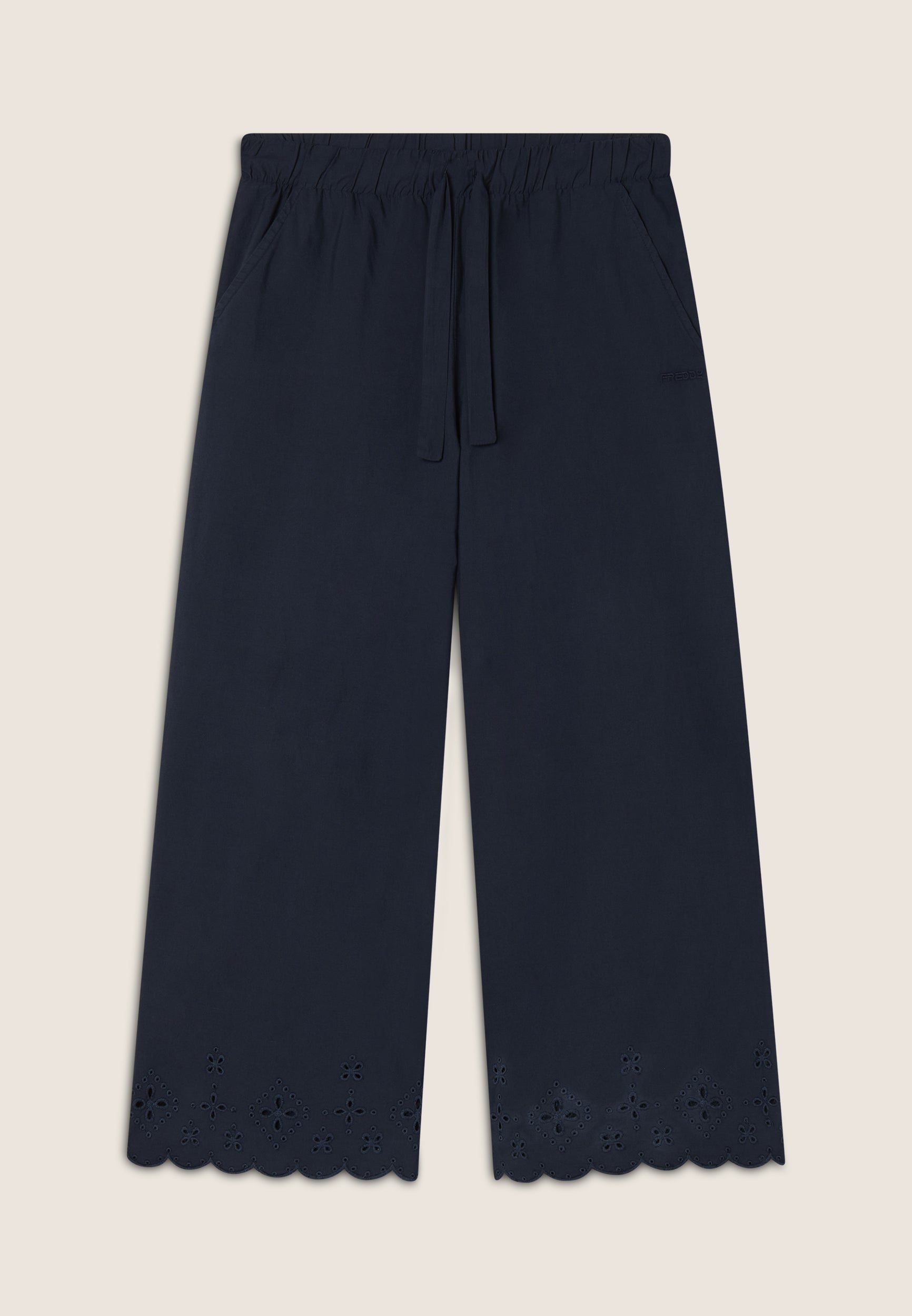 freddy-pantalon-femme-wide-leg-coton-7-8-broderie-sangallo image 5