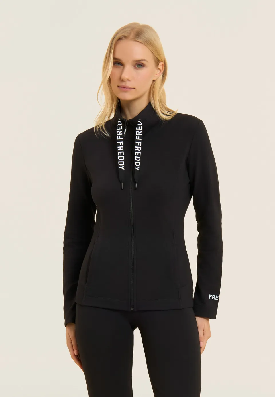 freddy-sweat-femme-slim-col-haut-zip-french-terry-flamm image 1