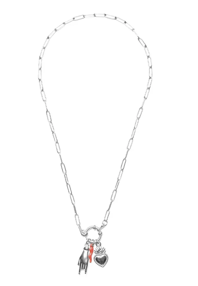 collier-cha-ne-acier-argent-pendentifs-c-ur-sacr-45cm image 1