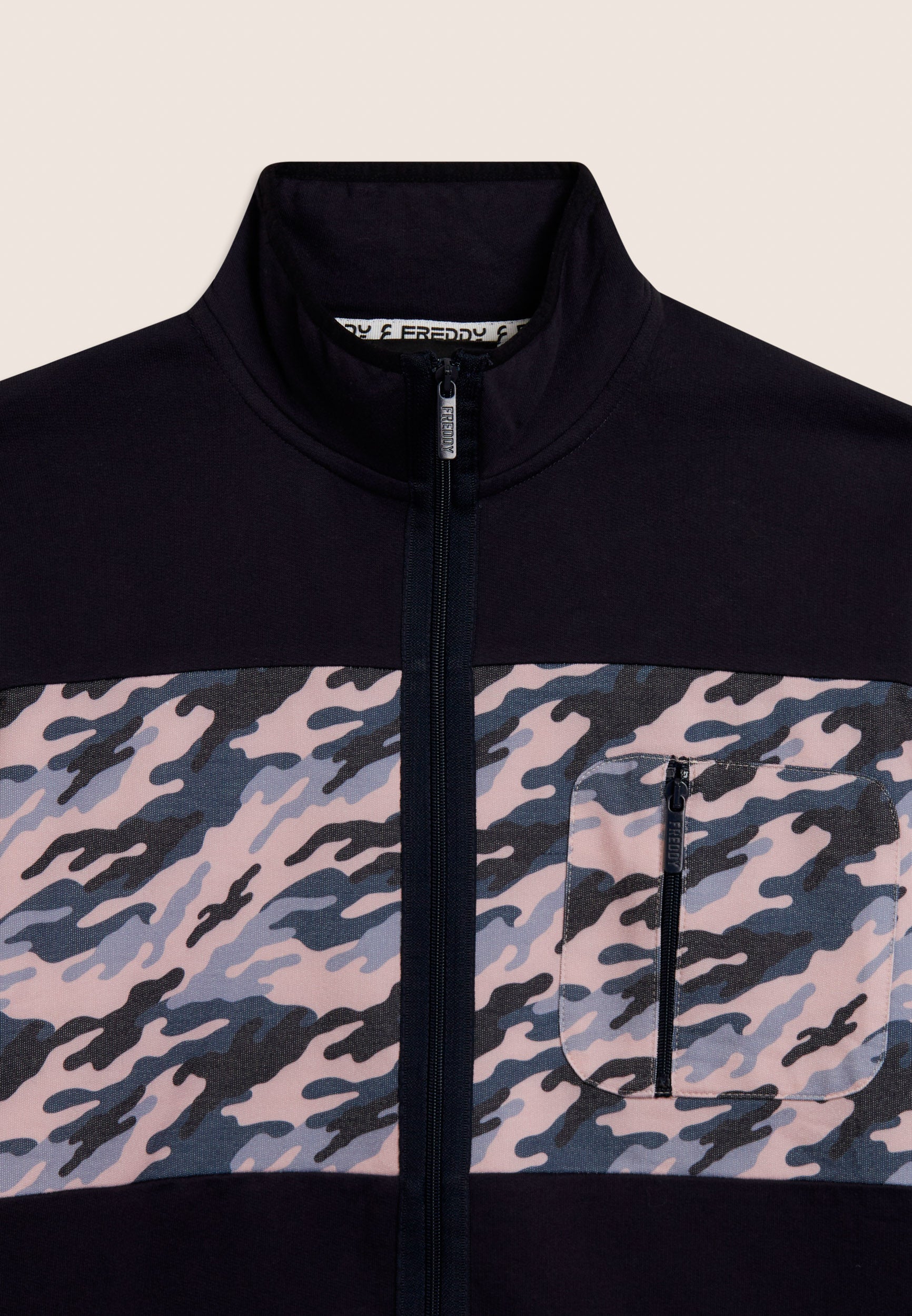 freddy-sweat-homme-full-zip-col-haut-insert-camouflage image 3
