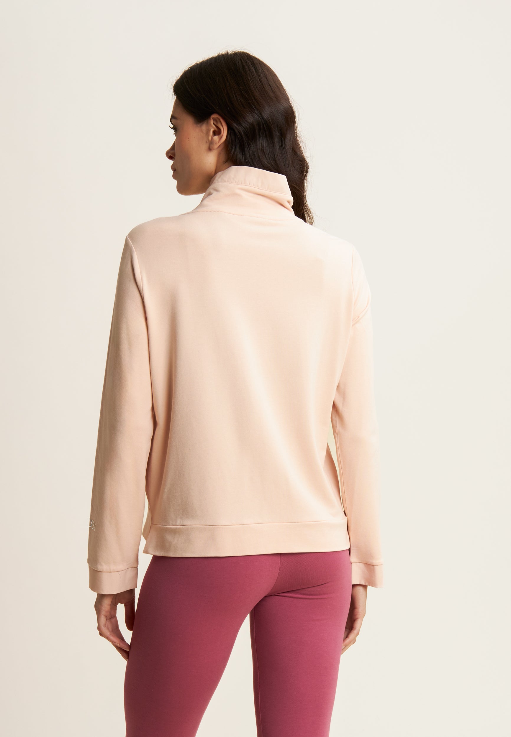 freddy-sweat-zipp-col-haut-d-tail-effet-soie-strass image 3