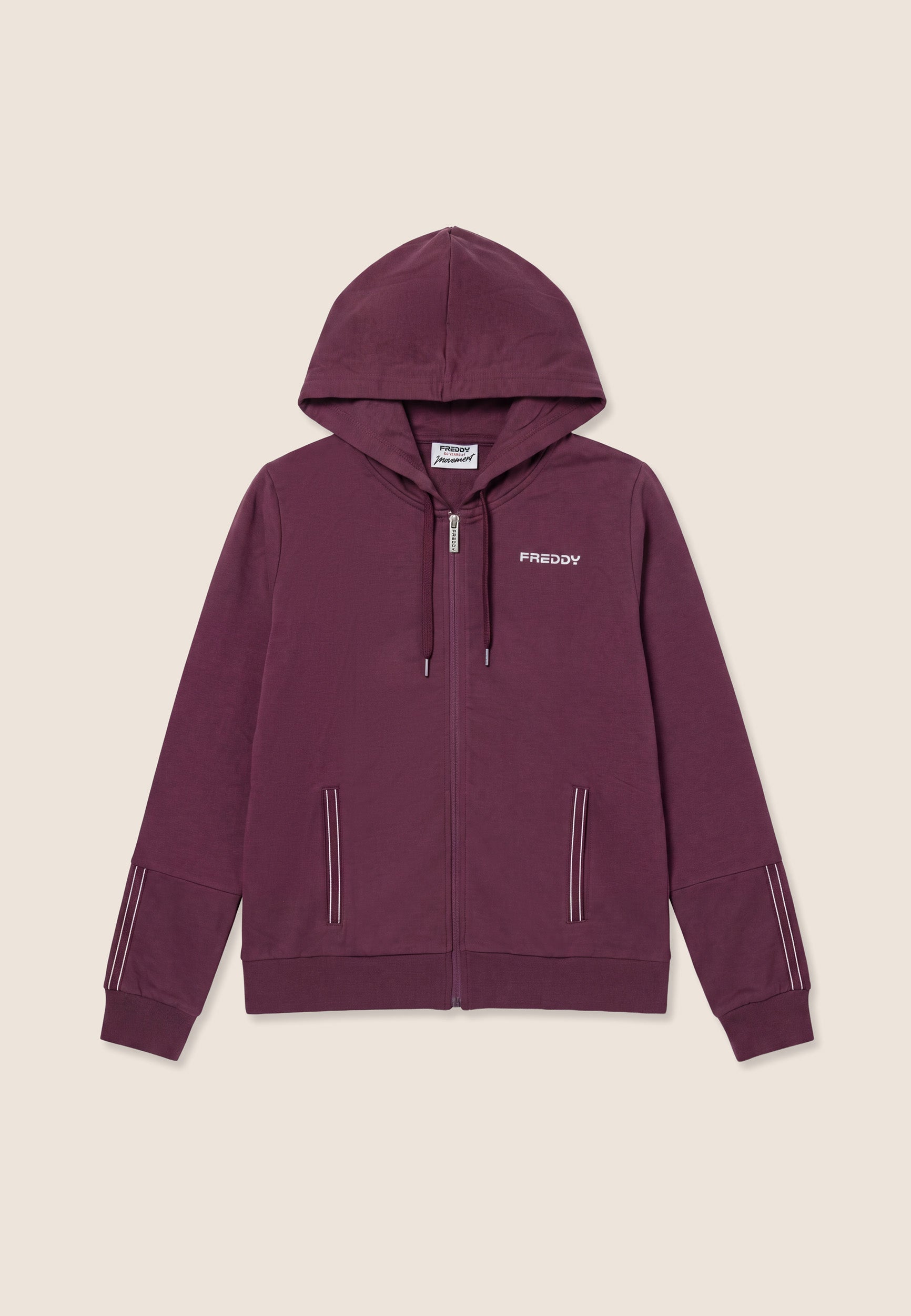 freddy-sweat-zip-capuche-lastiques-logot-s-sweat-garzato-soie-femme image 1