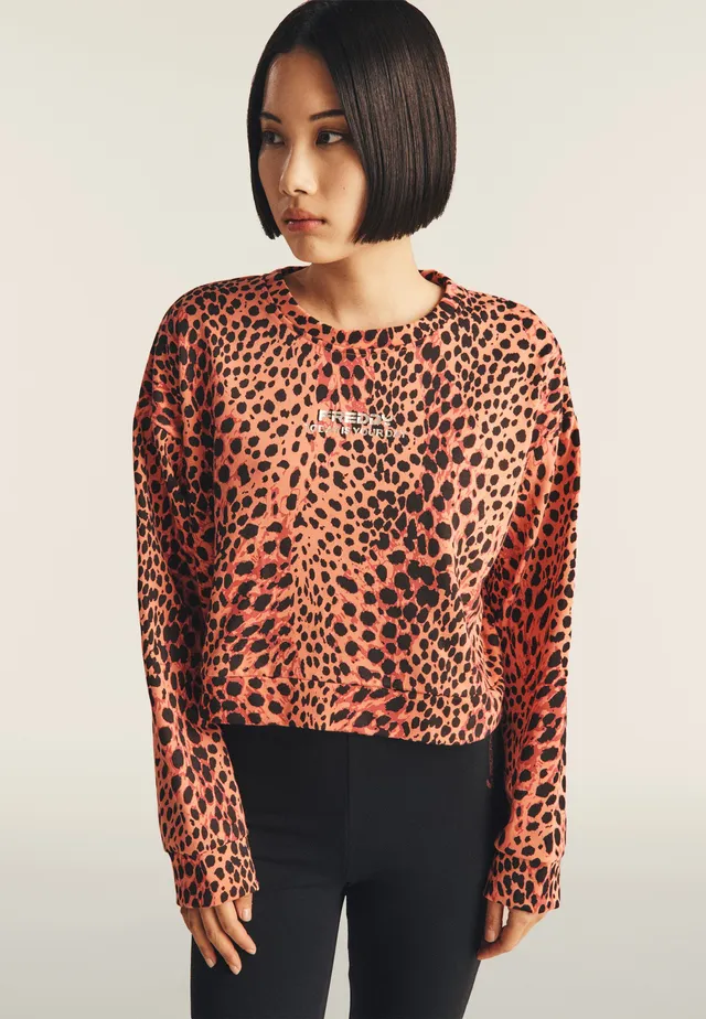 freddy-felpa-cropped-comfort-fit-animalier-sweat-french-terry-femme image 1