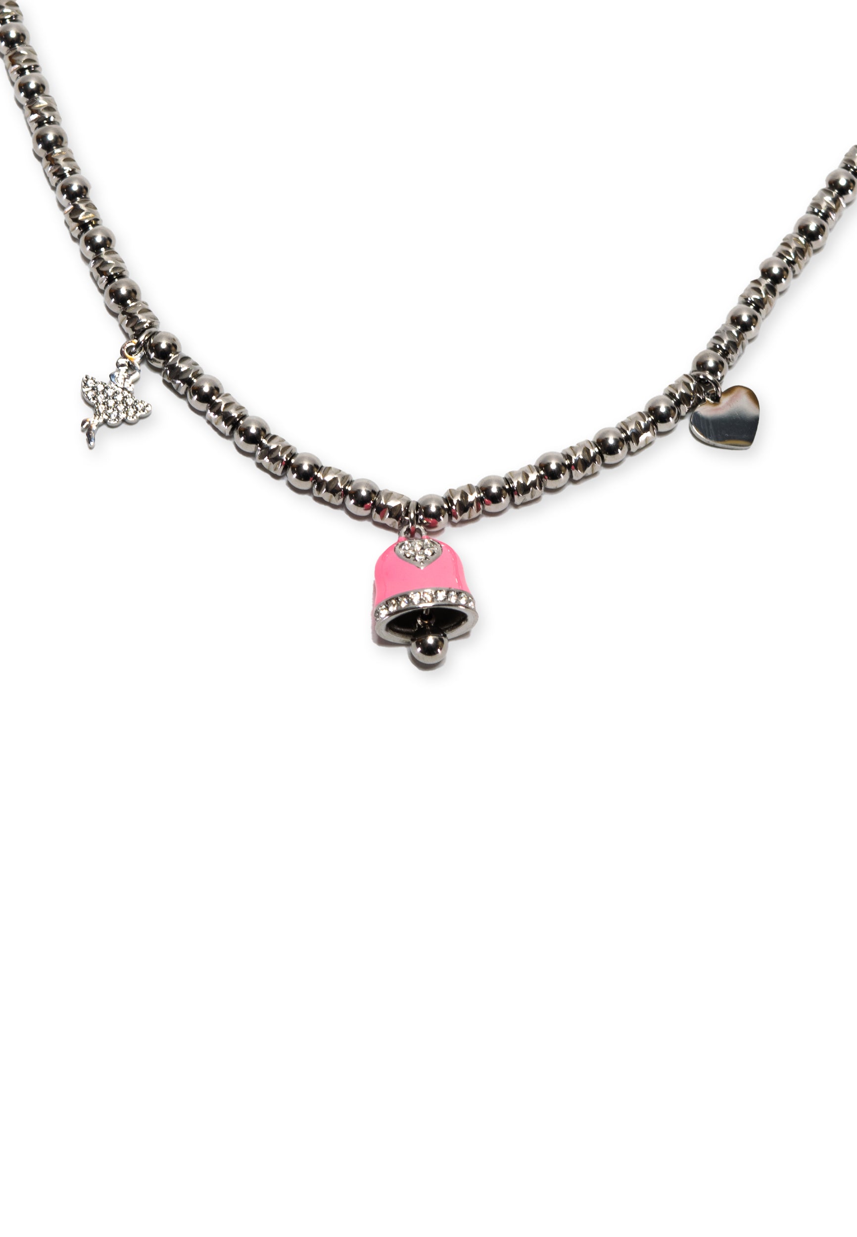 freddy-collana-charm-collier-en-acier-silver-charms-rose image 2