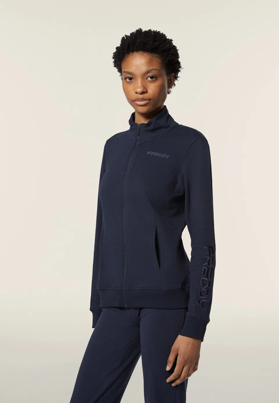 freddy-sweat-femme-zip-col-haut-regular-fit-logo-brod image 1