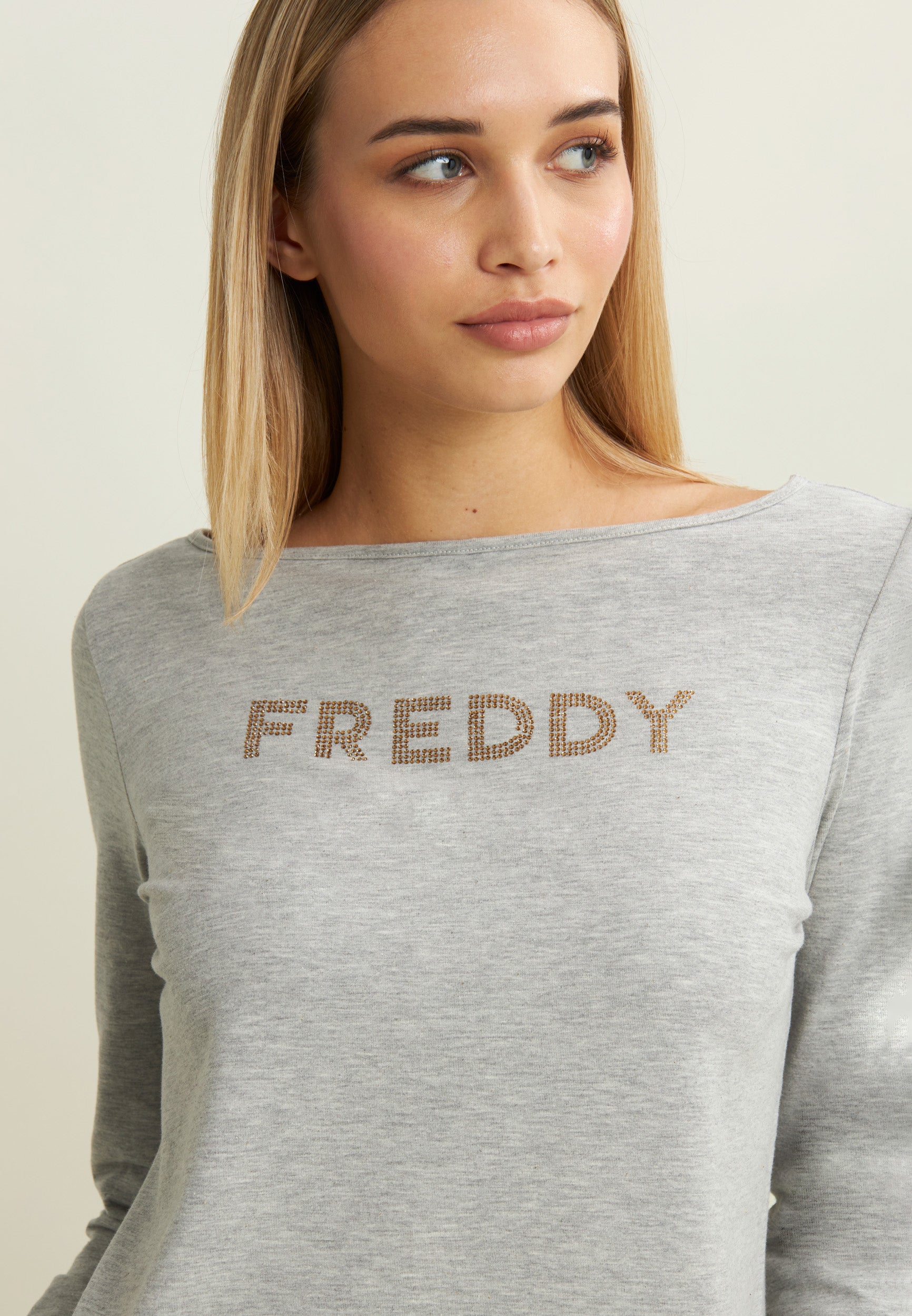 freddy-t-shirt-manches-longues-m-lang-logo-strass-dor-s image 3