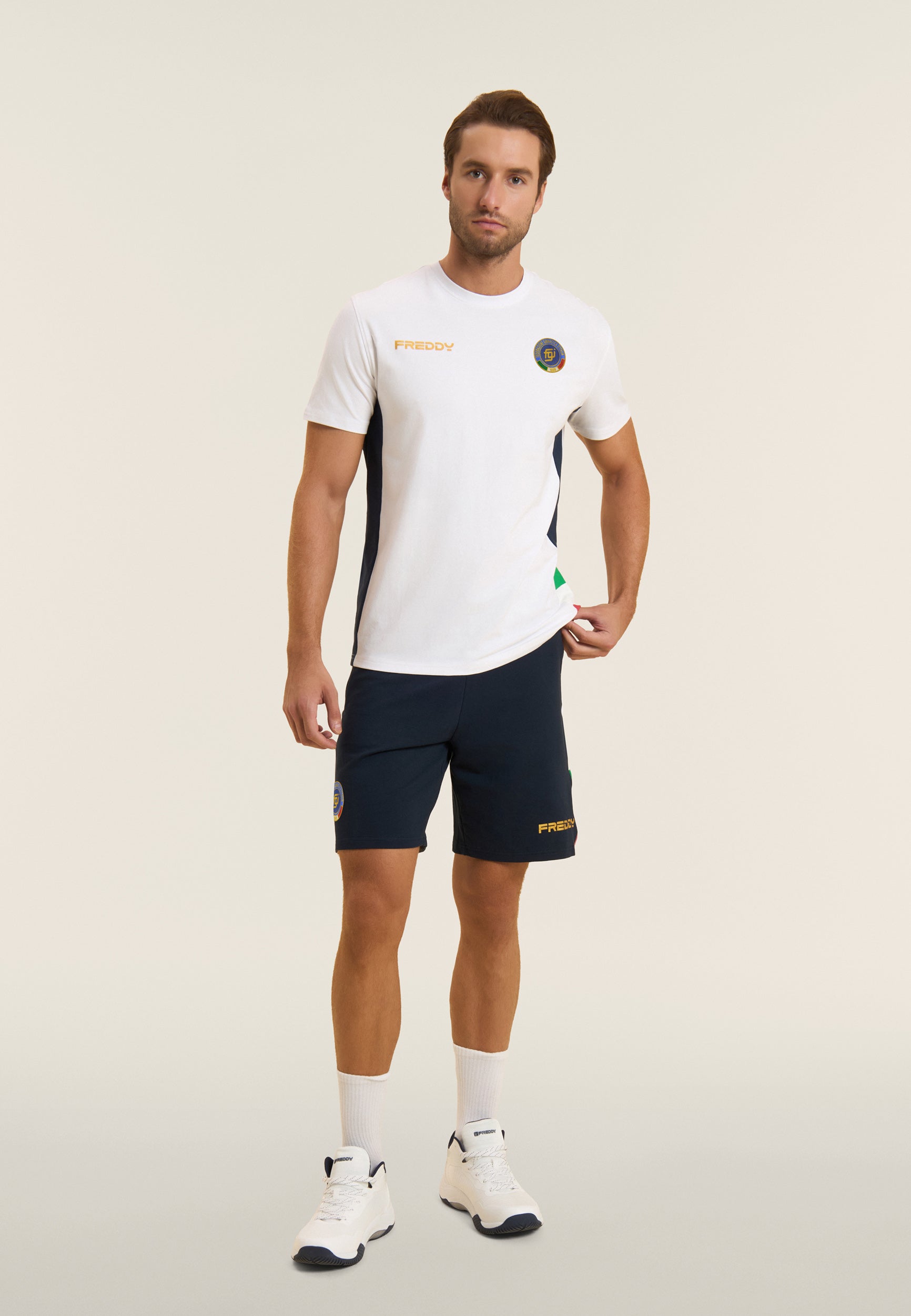 freddy-t-shirt-uomo-italia-fgi-bianca-con-inserti-blu-t-shirt image 5