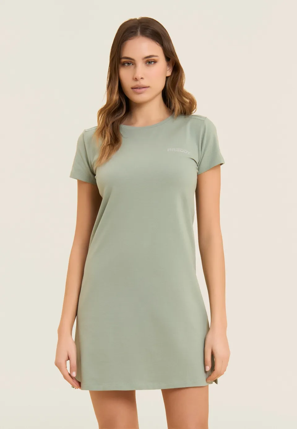 freddy-robe-regular-mi-longue-jersey-coton-logo-perles image 1