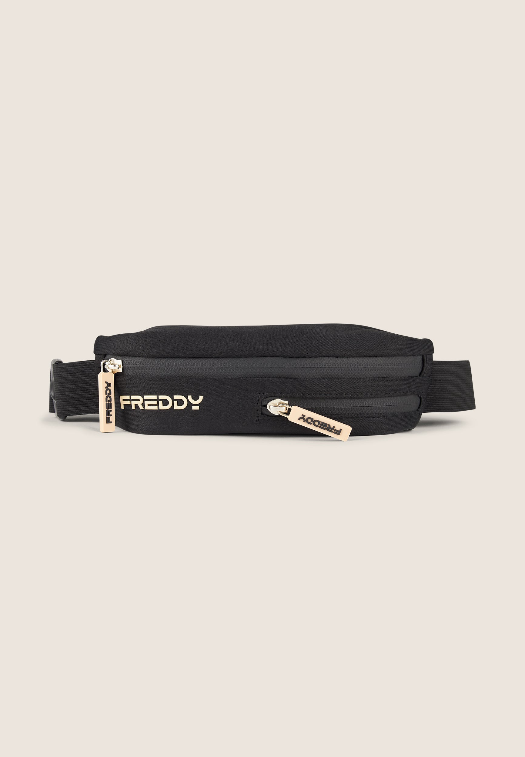 freddy-marsupio-fitness-compact-sac-banane-2-poches-lycra-recycl-noir-beige image 1