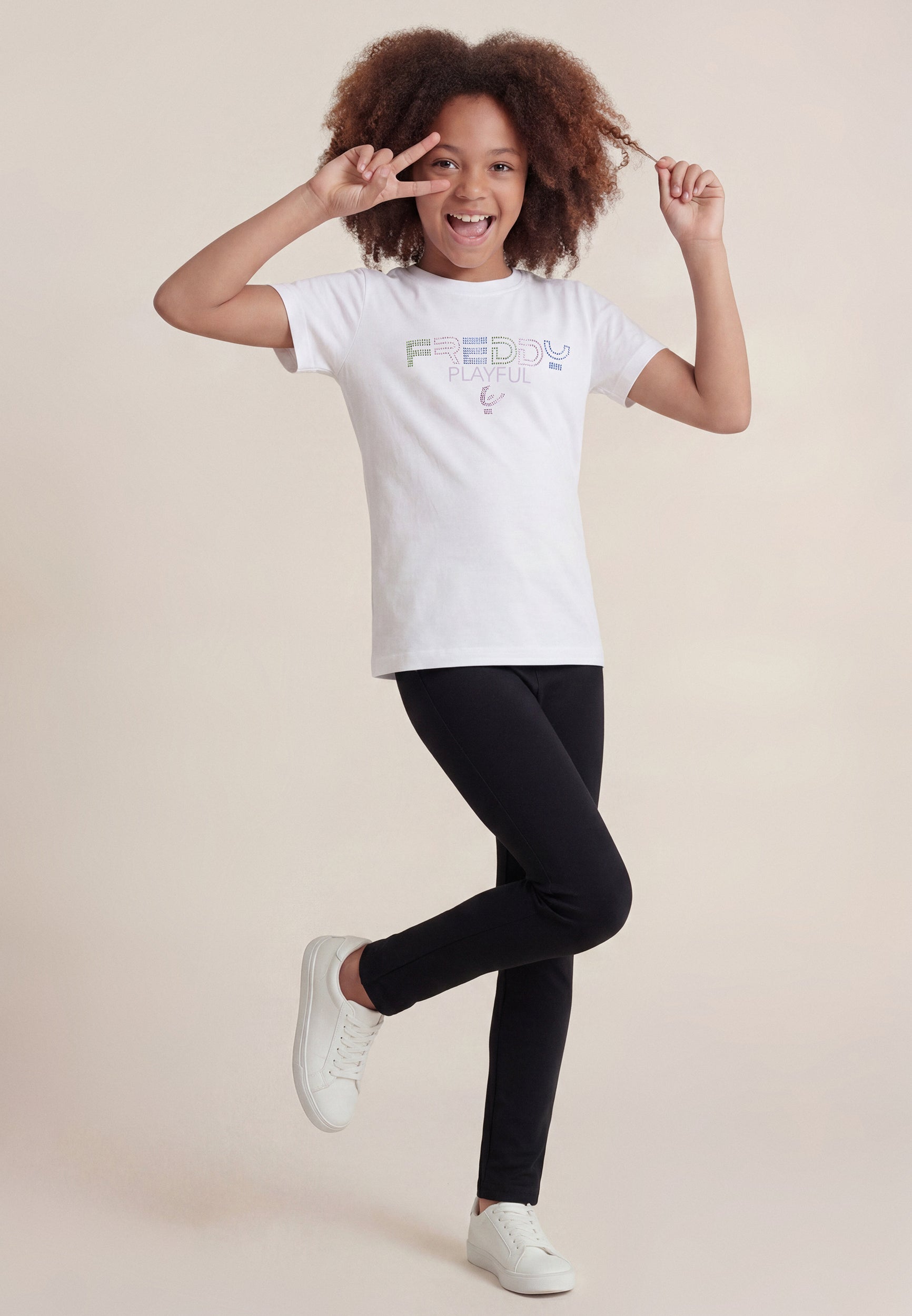 freddy-playful-t-shirt-fille-strass-manches-courtes image 2