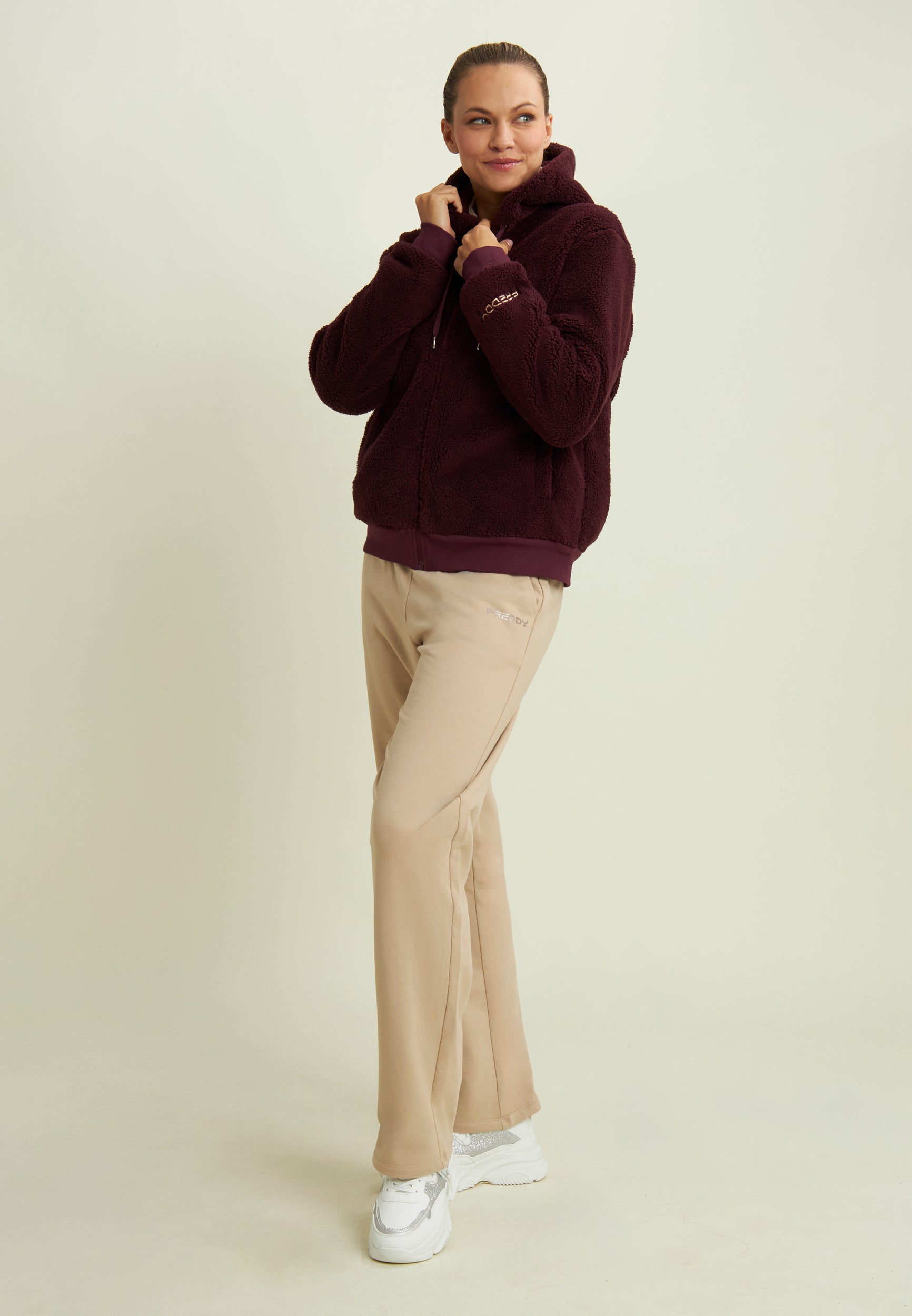 freddy-veste-femme-sherpa-polaire-capuche-zip-dor image 2