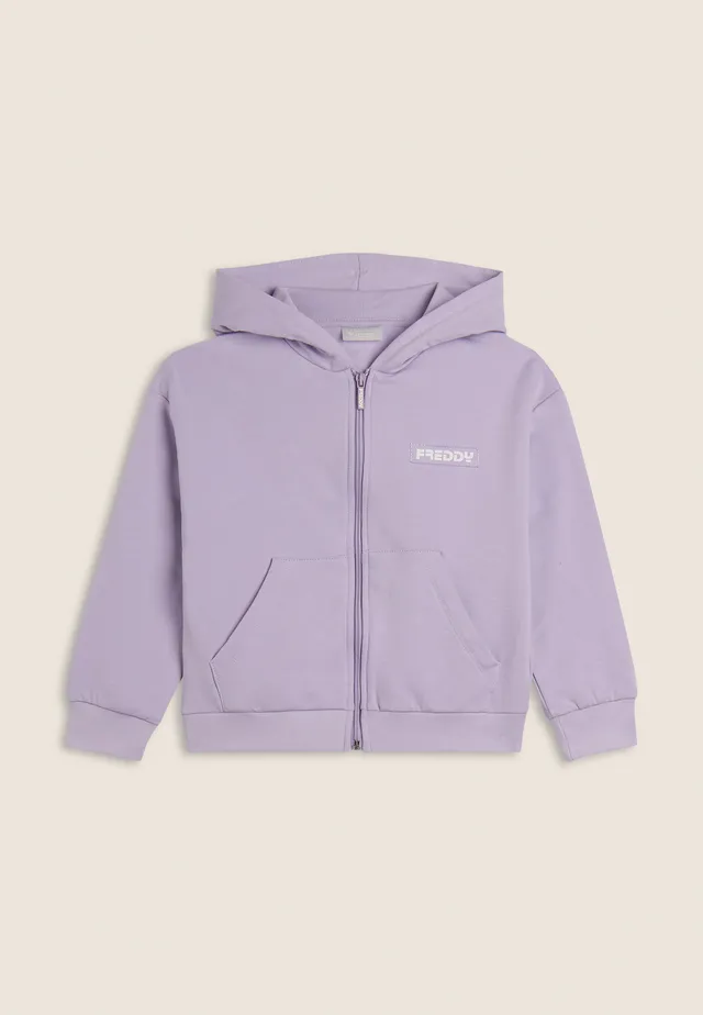 freddy-sweat-fille-full-zip-capuche-logo-coton-stretch image 1