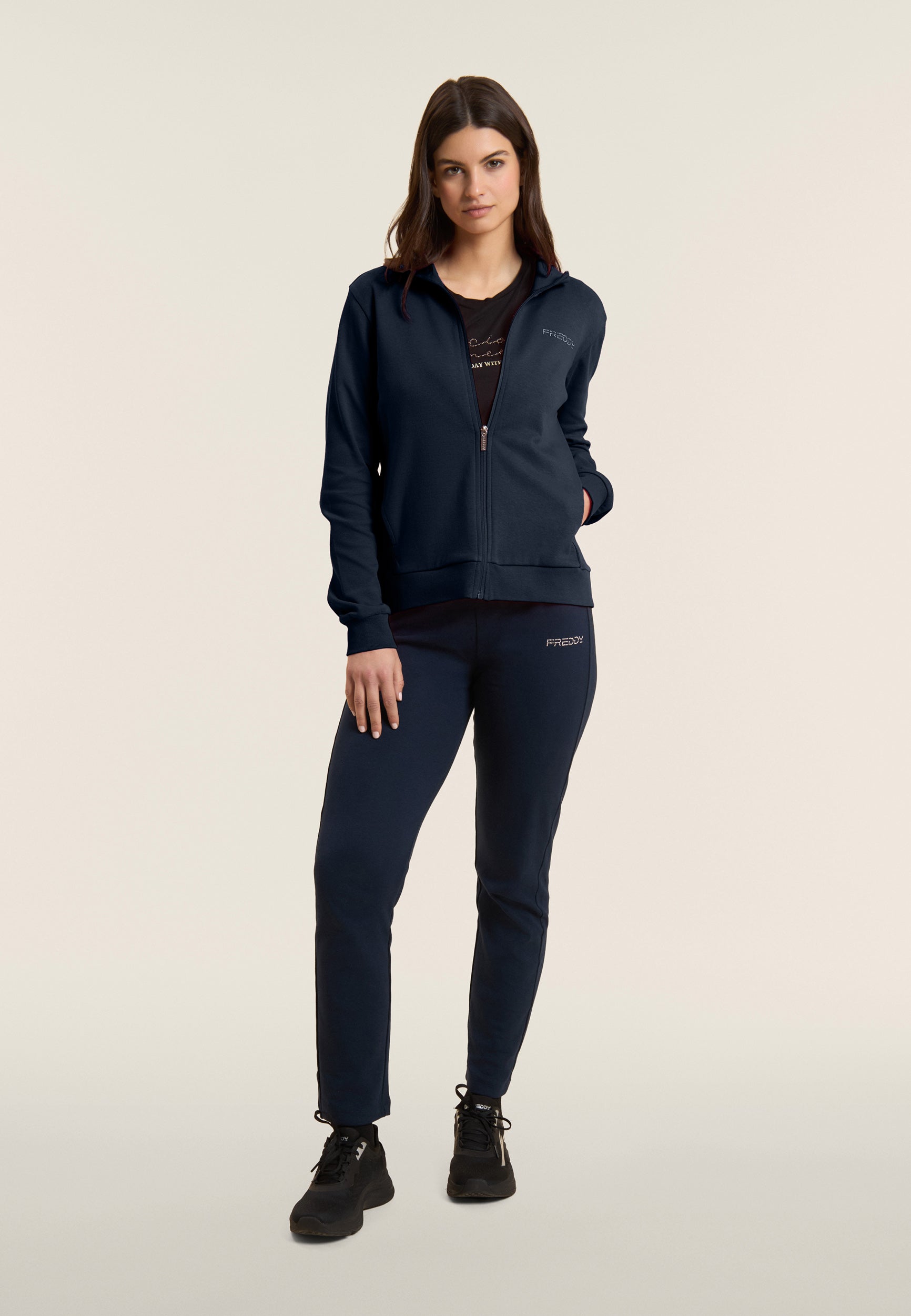 freddy-surv-tement-femme-zip-col-montant-logo-perles-100-coton image 1