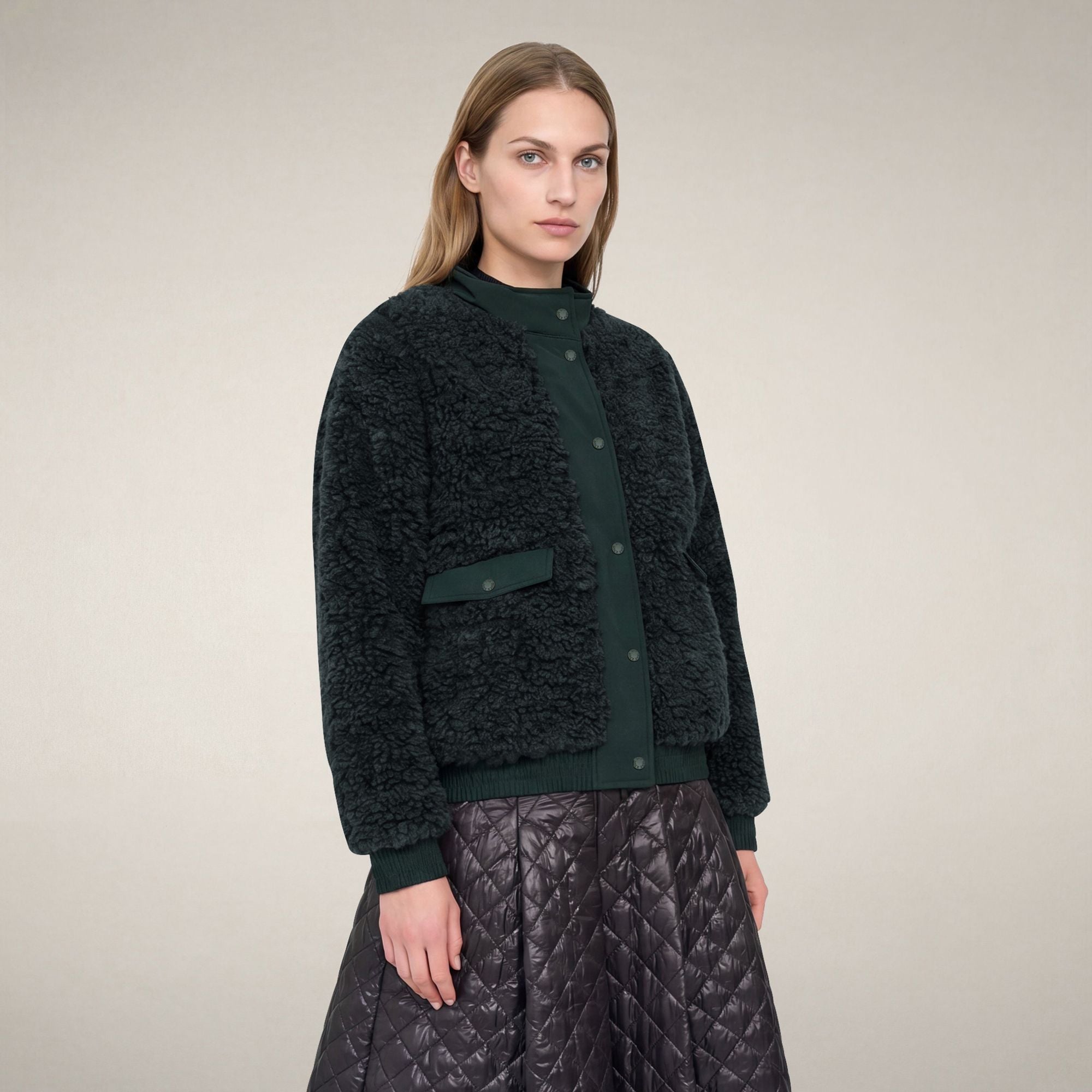 save-the-duck-valery-doudoune-femme-vert-nori-fourrure image 5