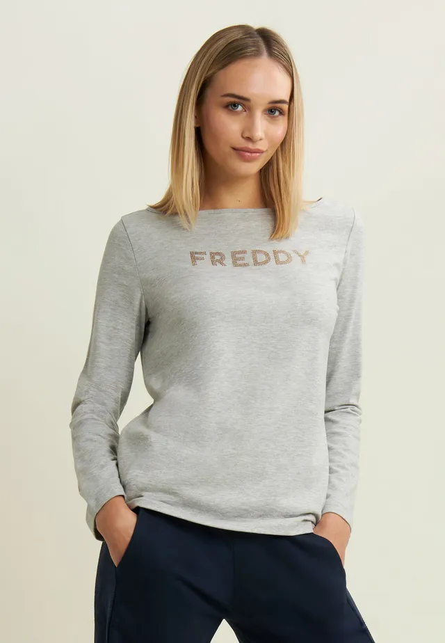 freddy-t-shirt-manches-longues-m-lang-logo-strass-dor-s image 1
