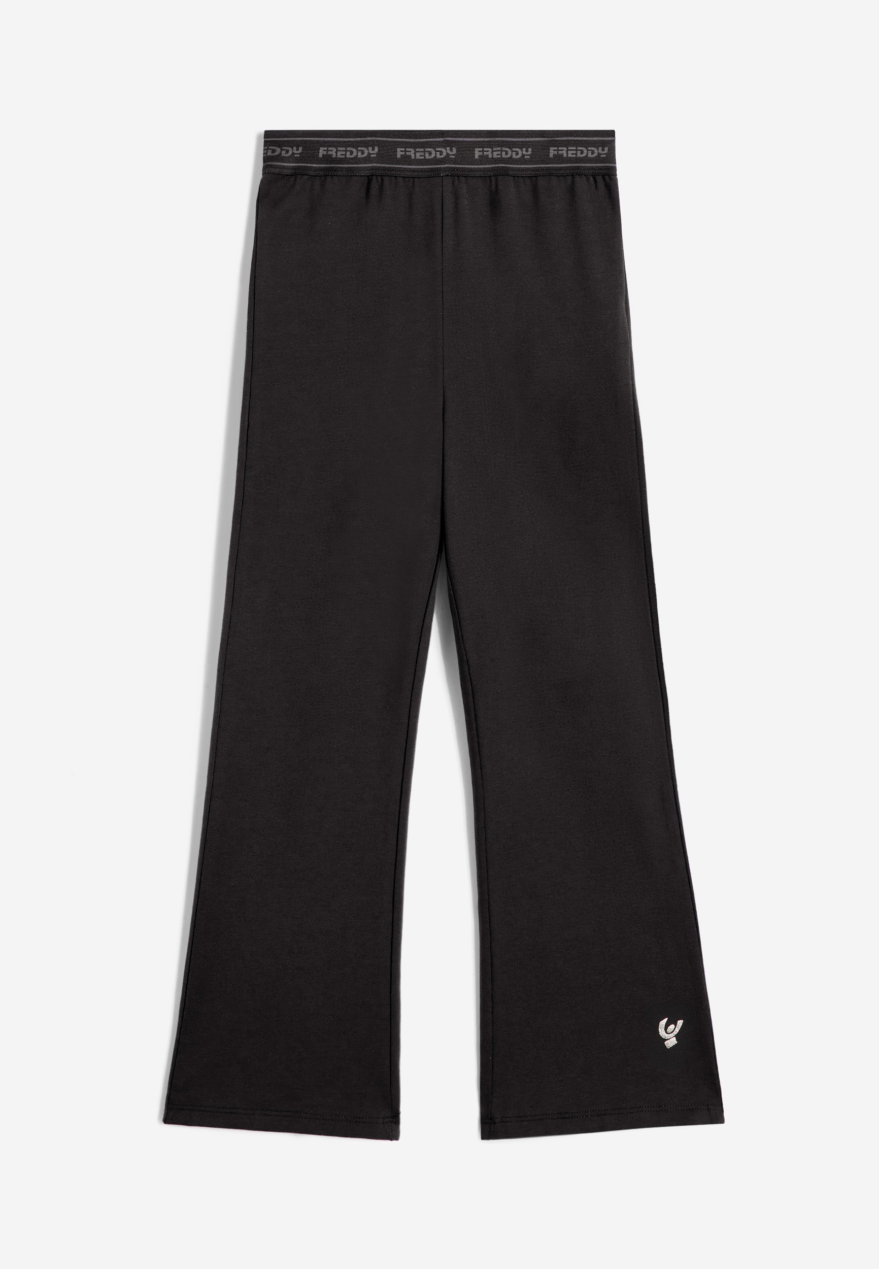 freddy-pantalon-flare-fille-molleton-stretch-taille-logot-e image 1