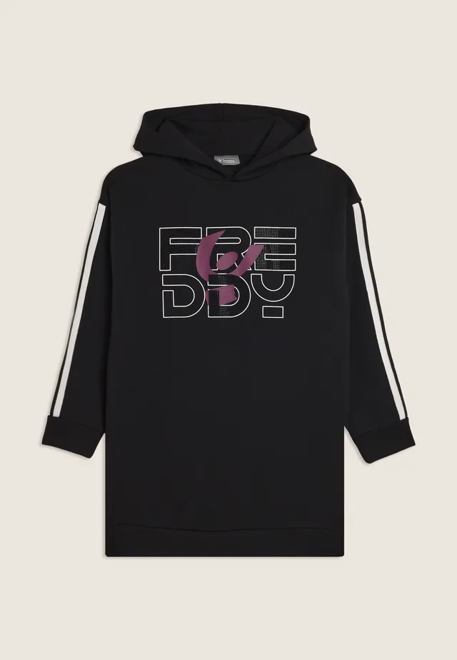 freddy-maxi-sweat-robe-junior-logo-strass-bandes-contrast-es image 1