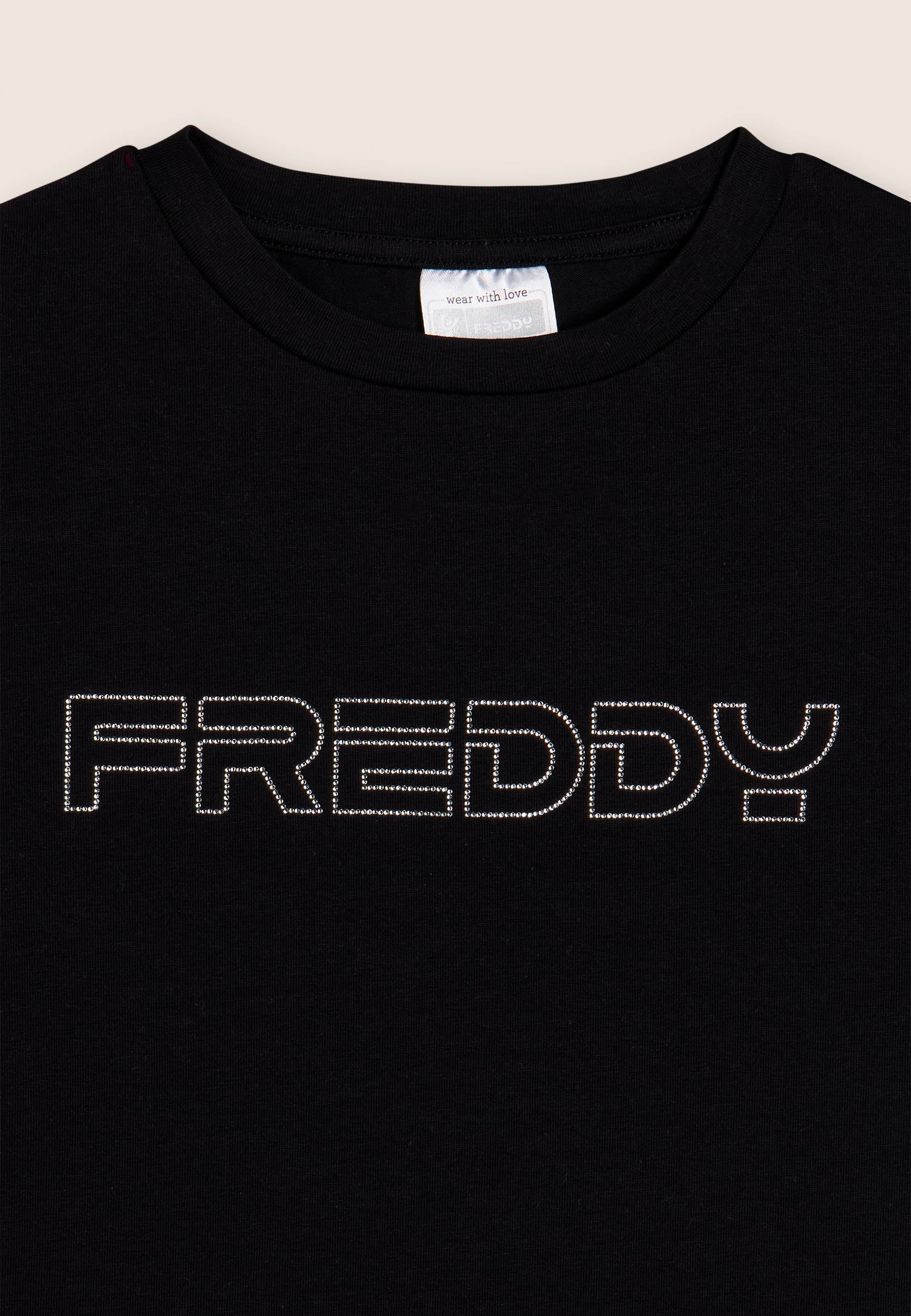 freddy-t-shirt-fille-jersey-stretch-logo-strass image 3