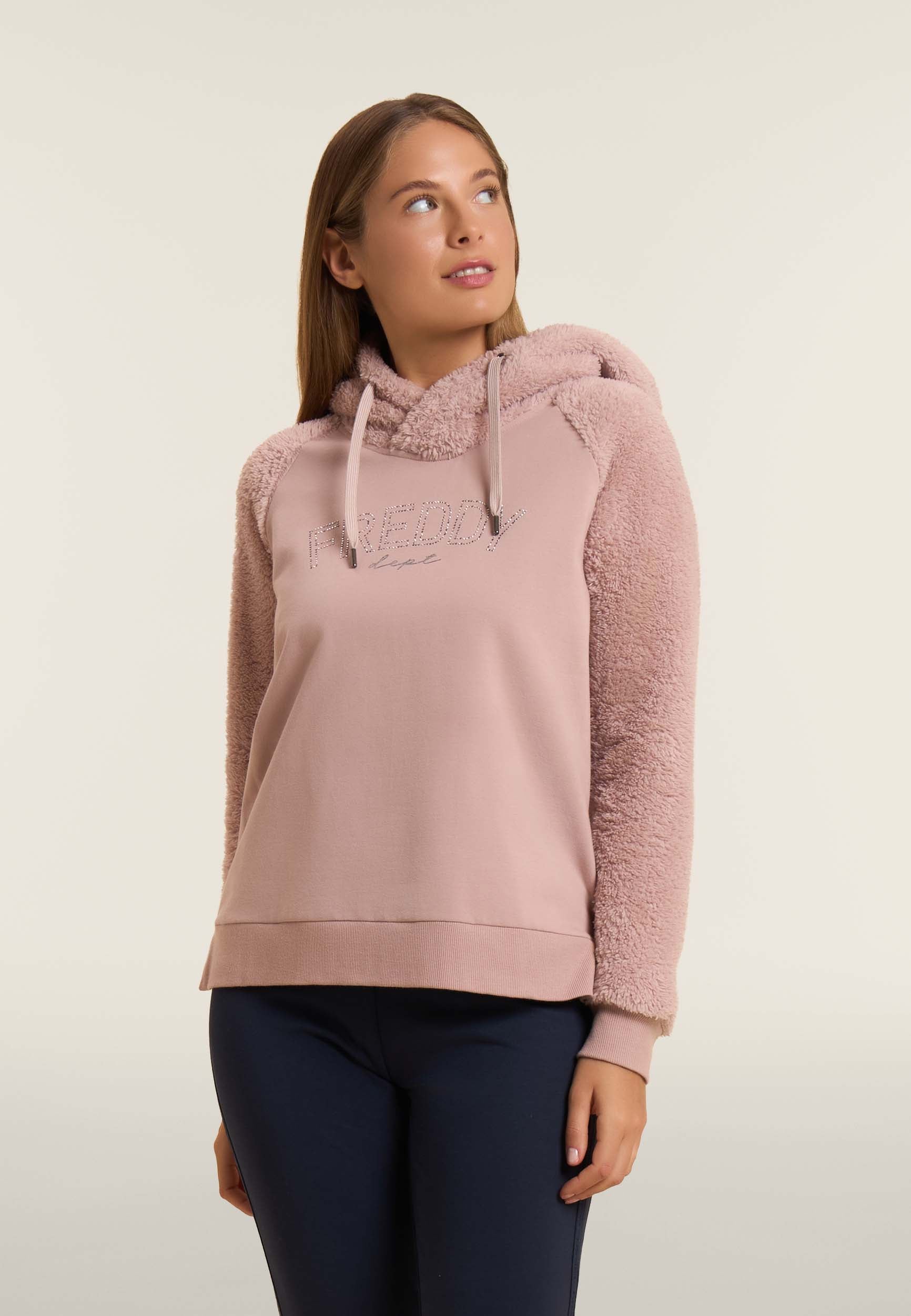 freddy-sweat-capuche-crois-e-manches-sherpa-sweat-femme image 1