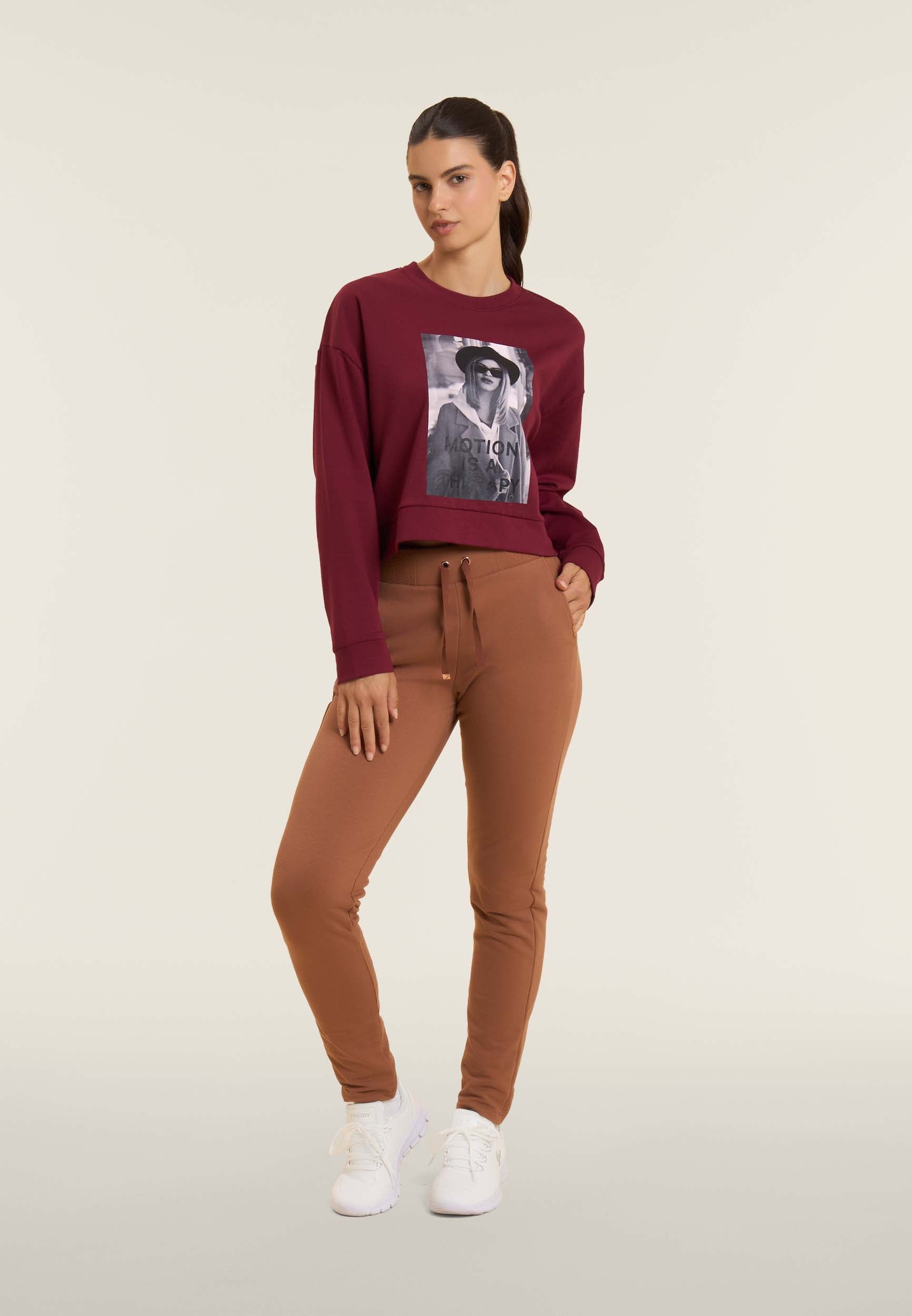 freddy-sweat-femme-col-rond-cropped-imprim-photo image 2