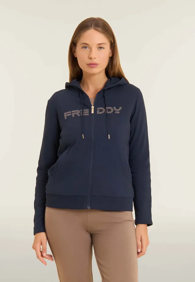 freddy-sweat-femme-zip-capuche-bande-logot-e-strass image 1