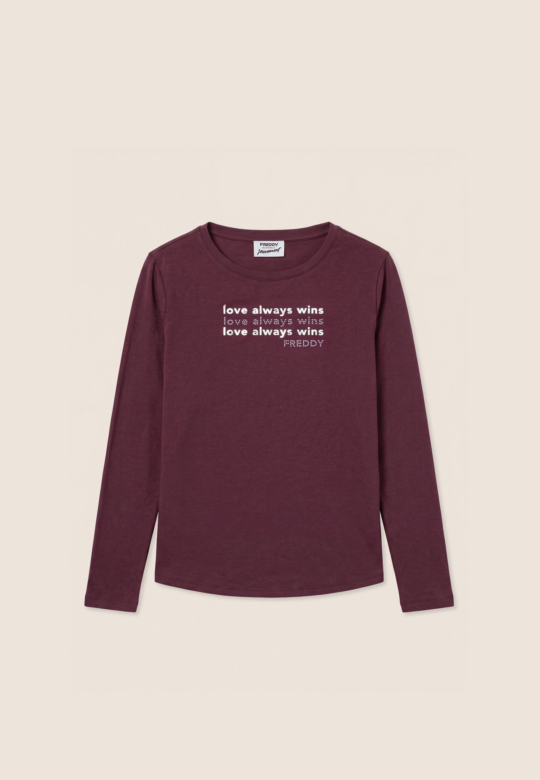 freddy-t-shirt-manches-longues-femme-love-always-win-perles image 5