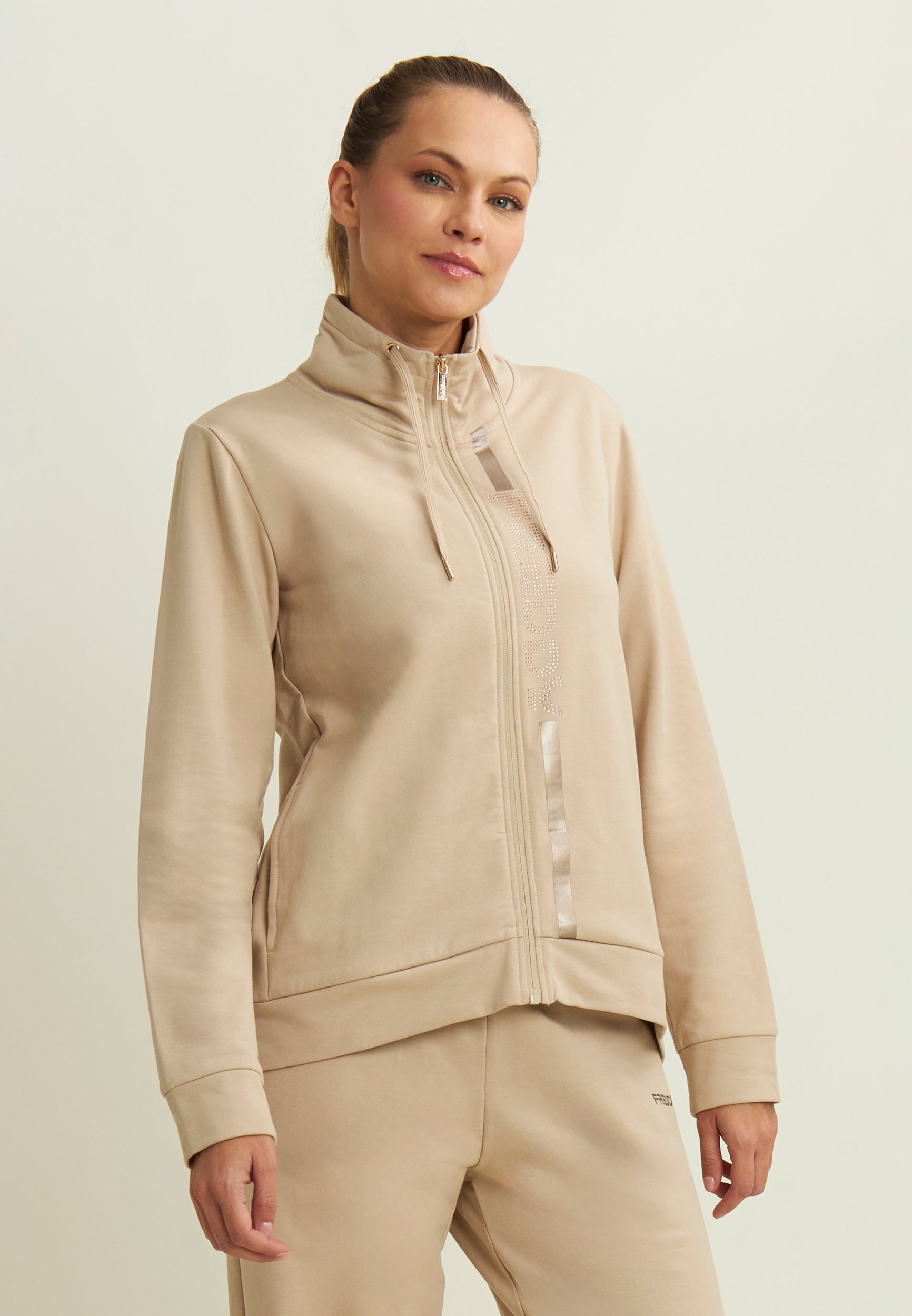 freddy-sweat-femme-full-zip-col-haut-logo-strass-or image 1