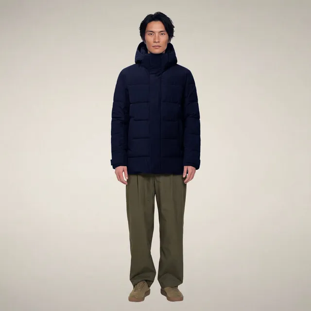 save-the-duck-doudoune-homme-flavien-bleu-noir-capuche image 1