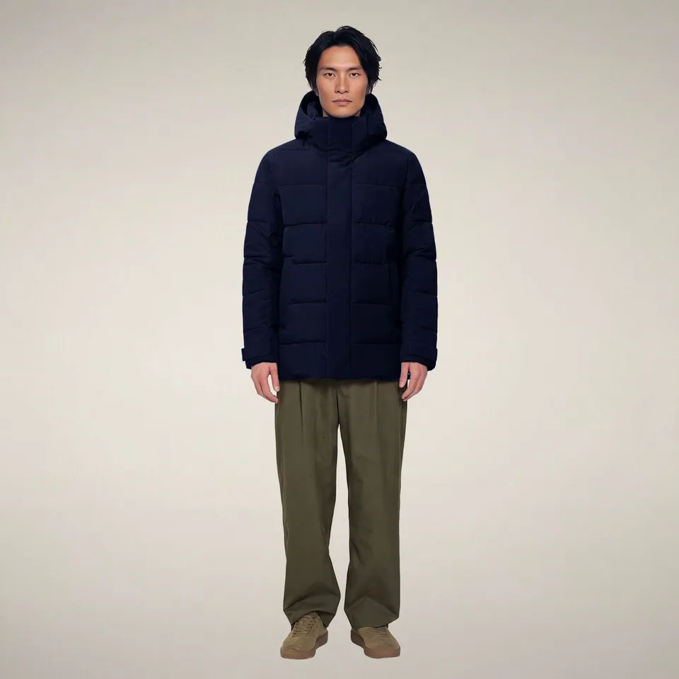 save-the-duck-doudoune-homme-flavien-bleu-noir-capuche image 1