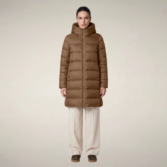 save-the-duck-lysa-doudoune-longue-femme-marron-noisette image 1