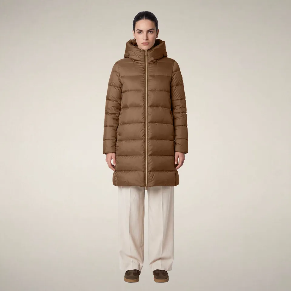 save-the-duck-lysa-doudoune-longue-femme-marron-noisette image 1