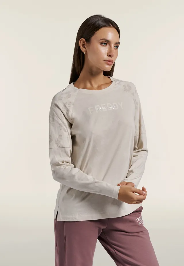 freddy-wr-up-t-shirt-femme-manches-longues-jersey-coton-inserts-l-opard image 1