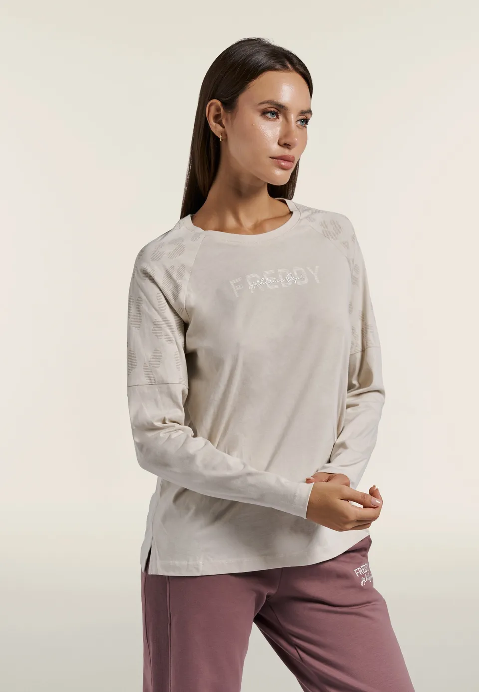 freddy-wr-up-t-shirt-femme-manches-longues-jersey-coton-inserts-l-opard image 1