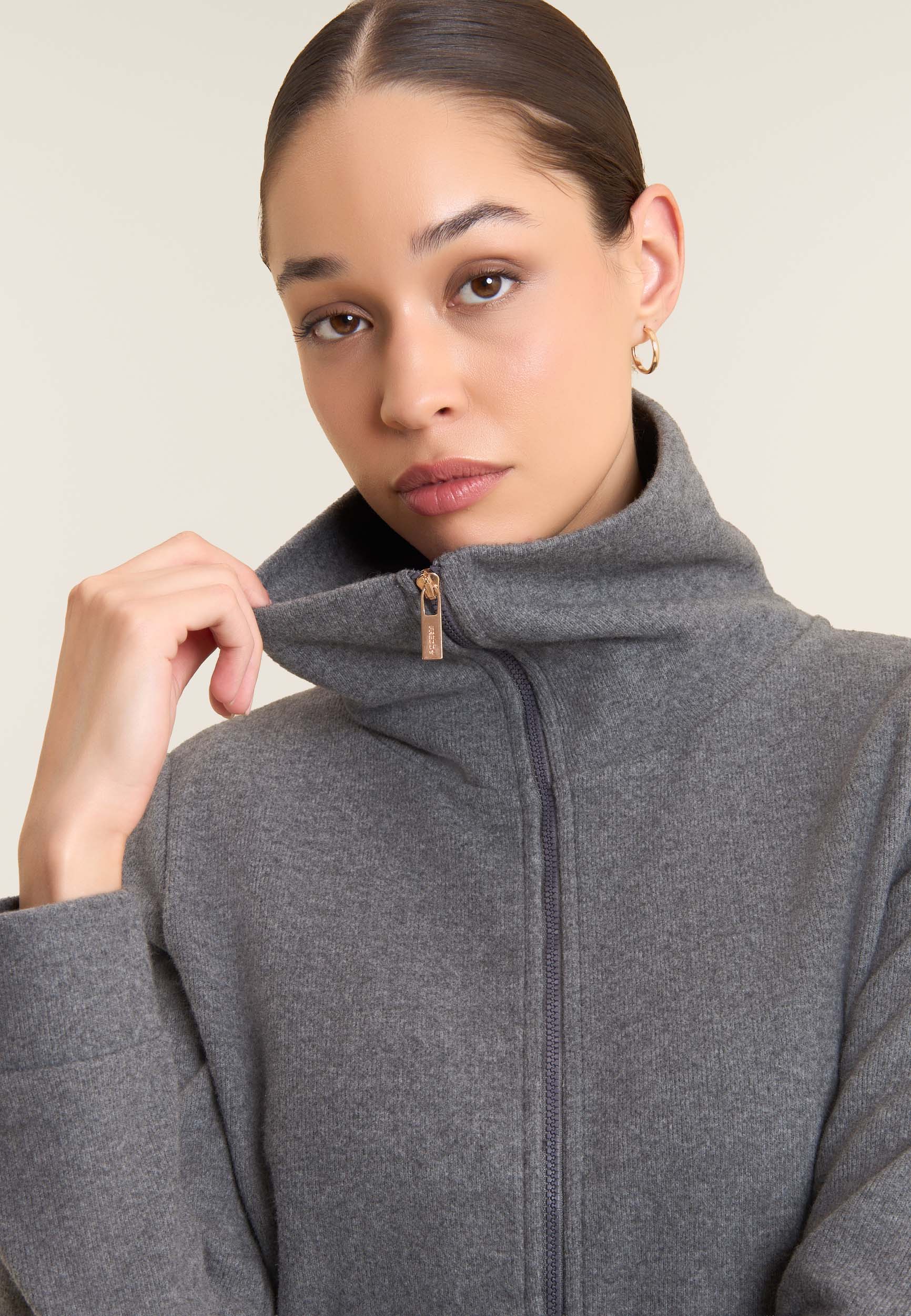 freddy-sweat-femme-full-zip-effet-tricot-col-haut image 4