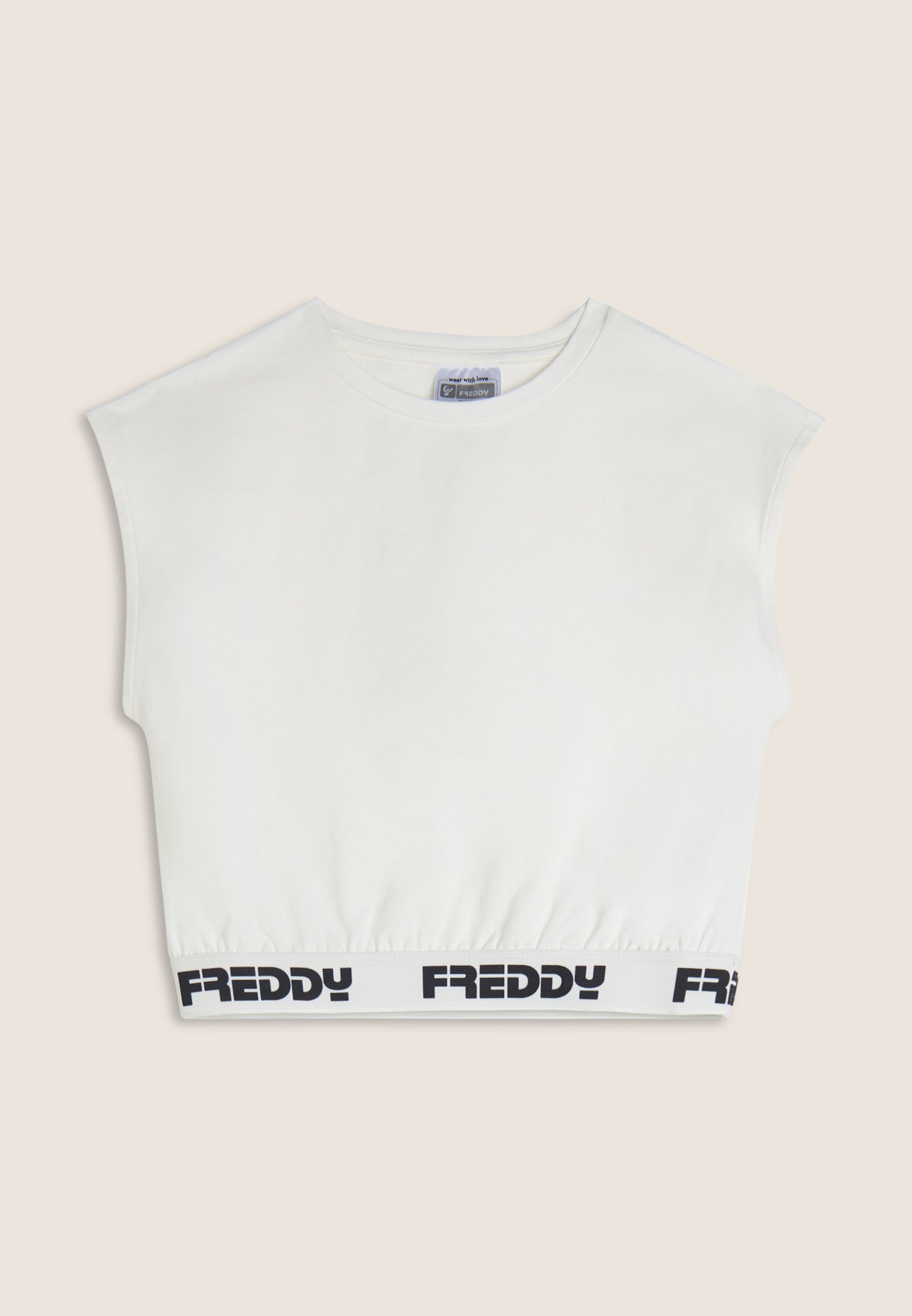 freddy-top-sans-manches-femme-cropped-lastique-jacquard-logot image 4